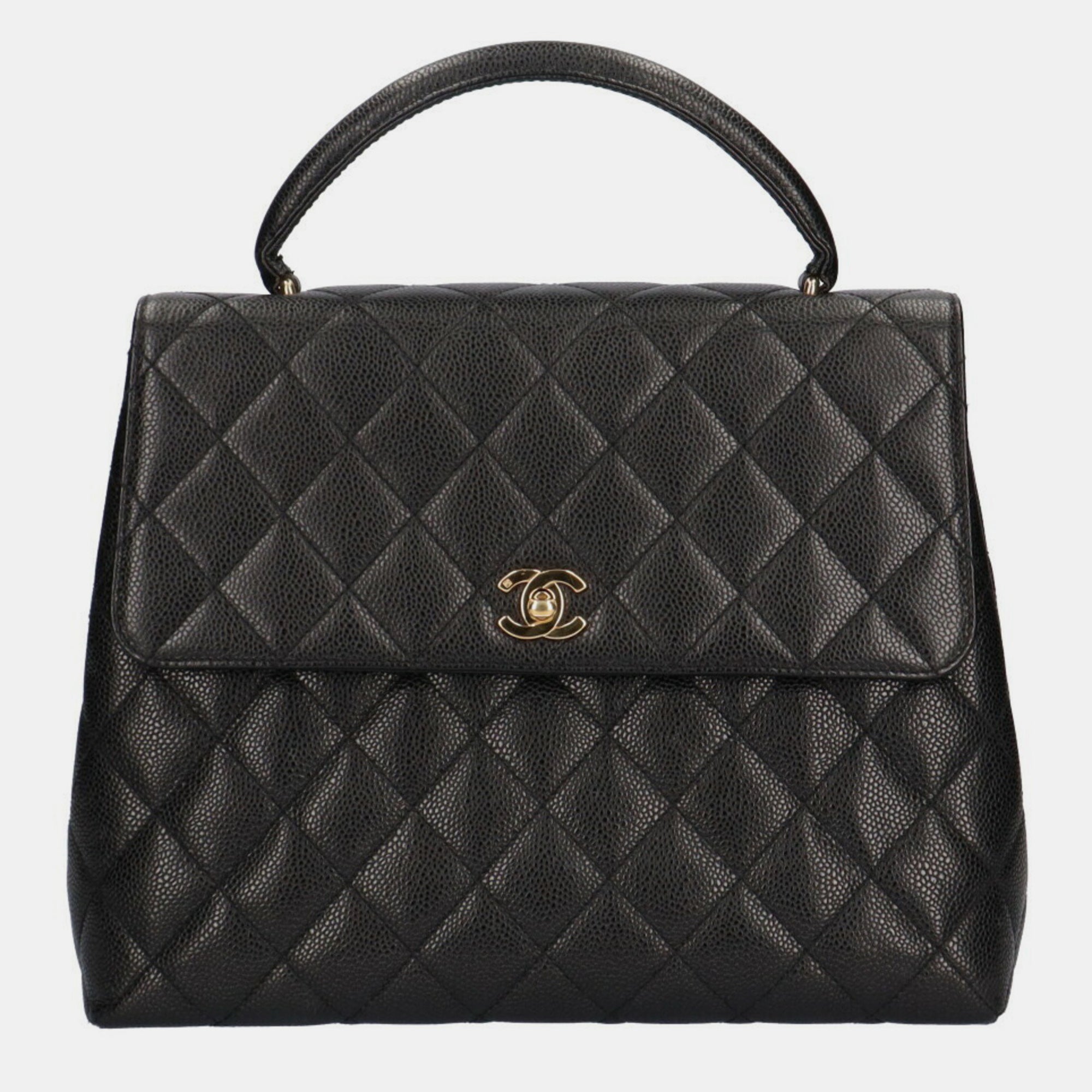Luxury Black Caviar Leather Vintage Kelly Bag - Designer Handbag for Women, Elegant & Timeless Style - Perfect for Parties, Weddings & Special Occasions