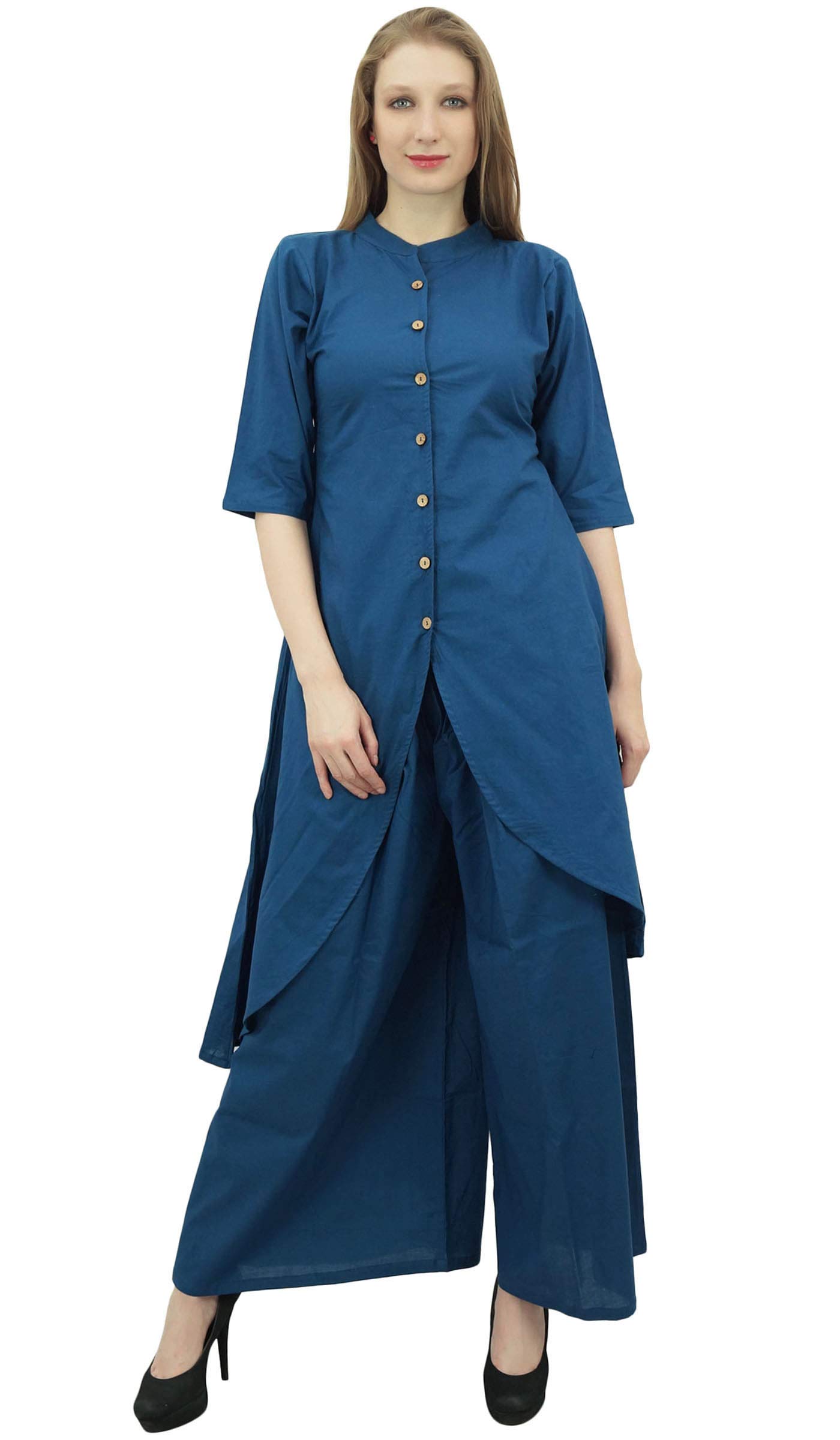 Stylish Indian Asymmetrical Kurta Kurti with Palazzo Pant Set - Traditional Ethnic Outfit for Women - Perfect for Festivals, Weddings & Casual Wear