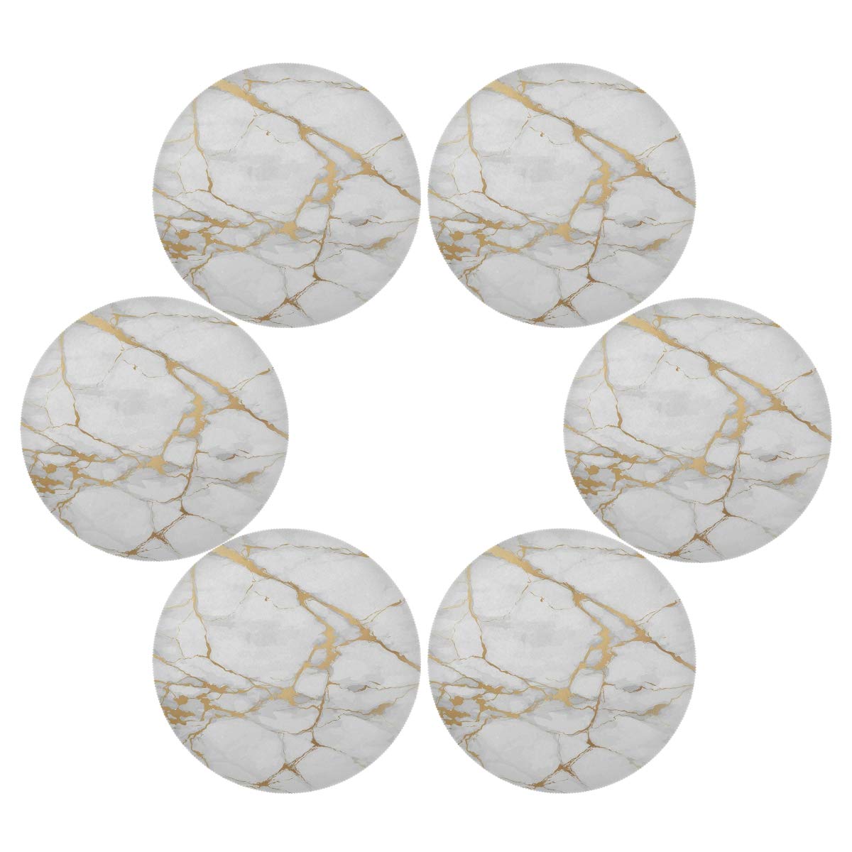 Round Marble Stripe Placemats - 15.4 Inch Heat-Resistant, Stain-Resistant & Anti-Skid Table Mats - Washable & Durable for Dining, Kitchen, and Party Decor