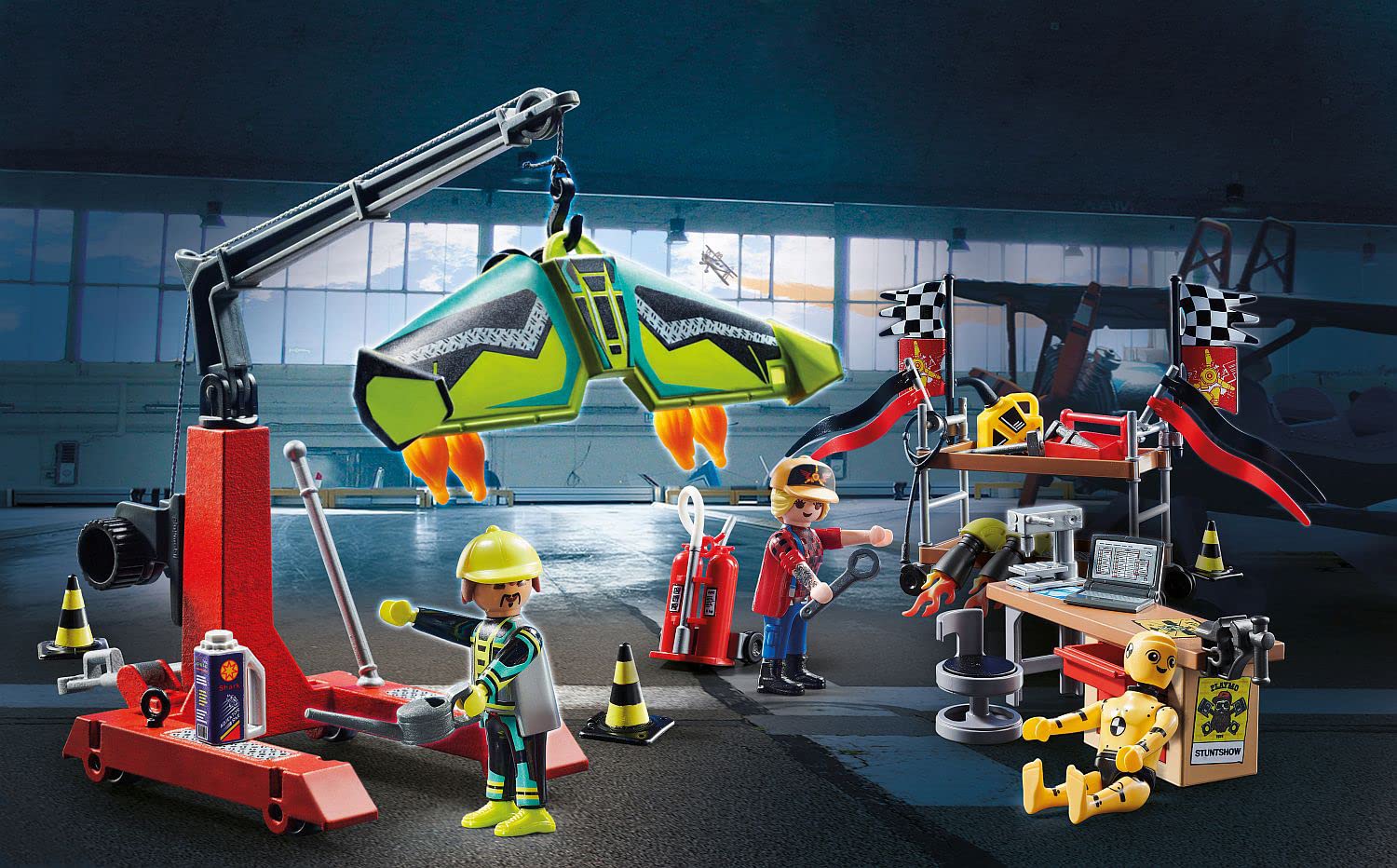 Playmobil Air Stunt Show Service Station Toy Set - Interactive Playset for Kids with Stunt Plane & Accessories - Perfect for Imaginative Play & Adventure Scenarios