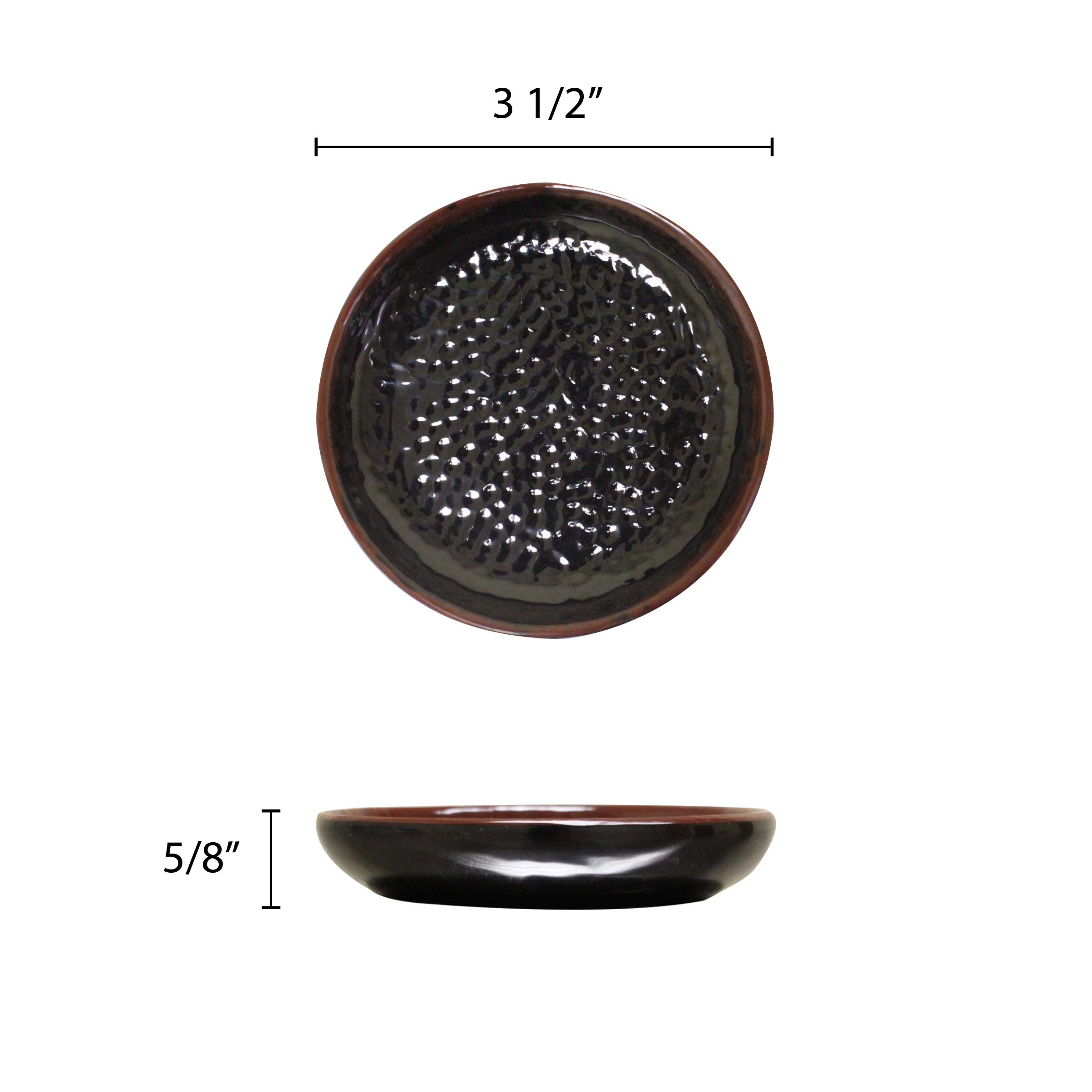 Premium Tenmoku Glaze Melamine Sauce Dishes - Set of 12 (2 oz, 3.5