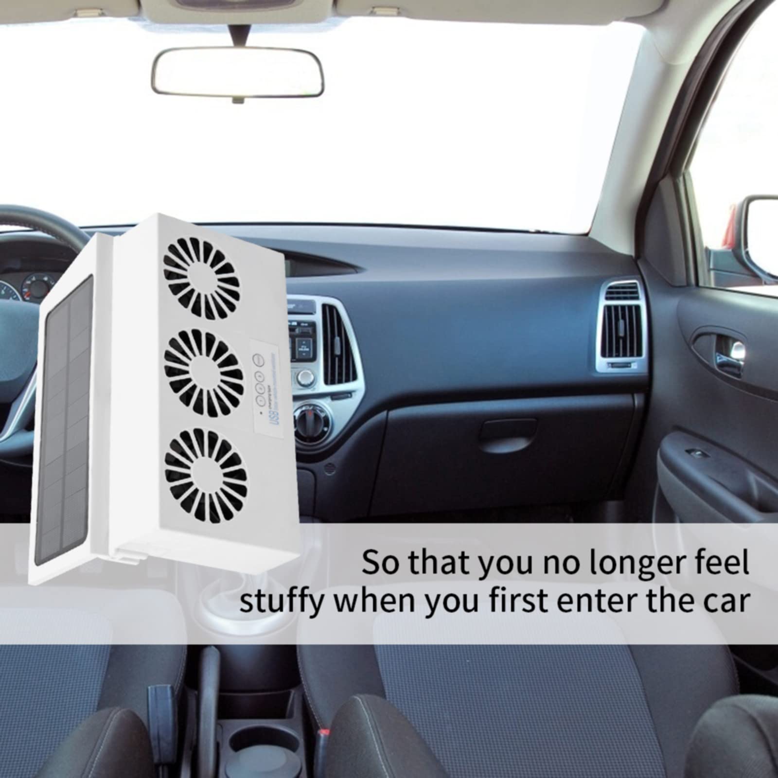 Solar Powered Car Exhaust Fan - 3 Outlet Auto Ventilation Fan for Vehicle Cooling & Radiator - White Solar Car Vent Fan for Improved Airflow & Comfort While Driving or Parked