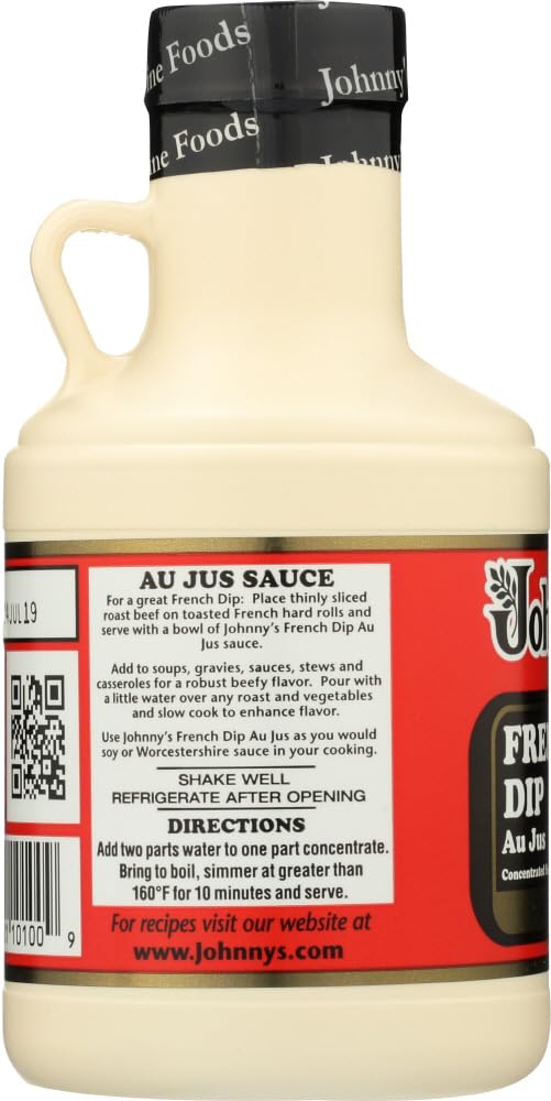 Johnny's Fine Foods Au Jus French Dip Sauce, 8 Fl Oz (Pack of 4) - Perfect for Sandwiches, Roast Beef, and Home Cooking