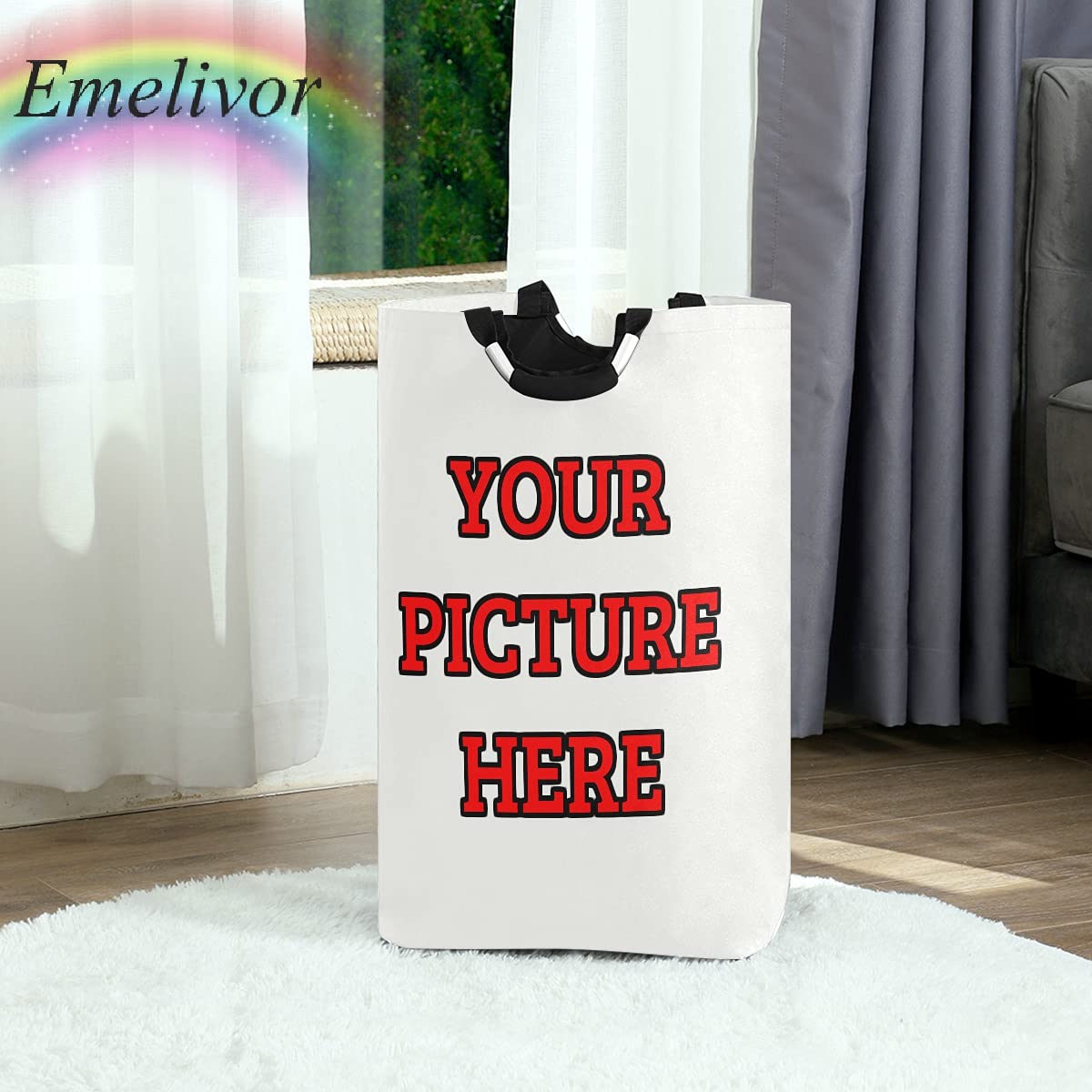 **Personalized Collapsible Laundry Hamper with Handles - Custom Photo Laundry Basket, Foldable & Waterproof for Laundry Room, Boys Dorm, Home Decor - Perfect for Gifts, College Dorm, and Small Spaces**