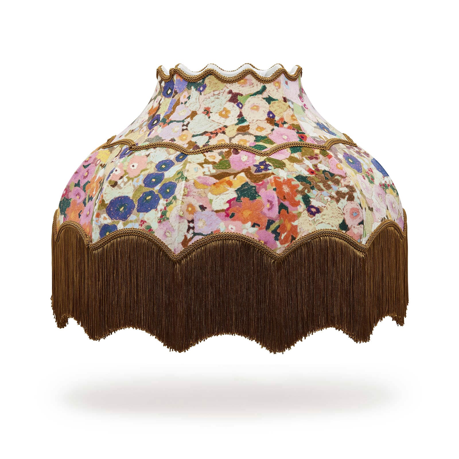 Hollyhocks Velvet Isabella Lampshade - Elegant Floral Design for Bedroom, Living Room & Nursery Decor - Perfect Spring Home Accent