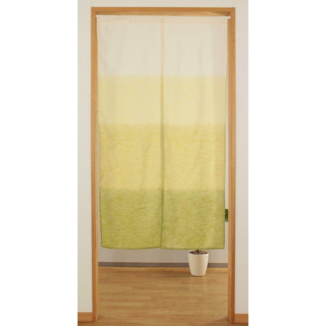 Hand-Printed Green Matcha Noren Linen Door Curtain - Japanese Style Room Divider for Home, Cafe & Office Decor