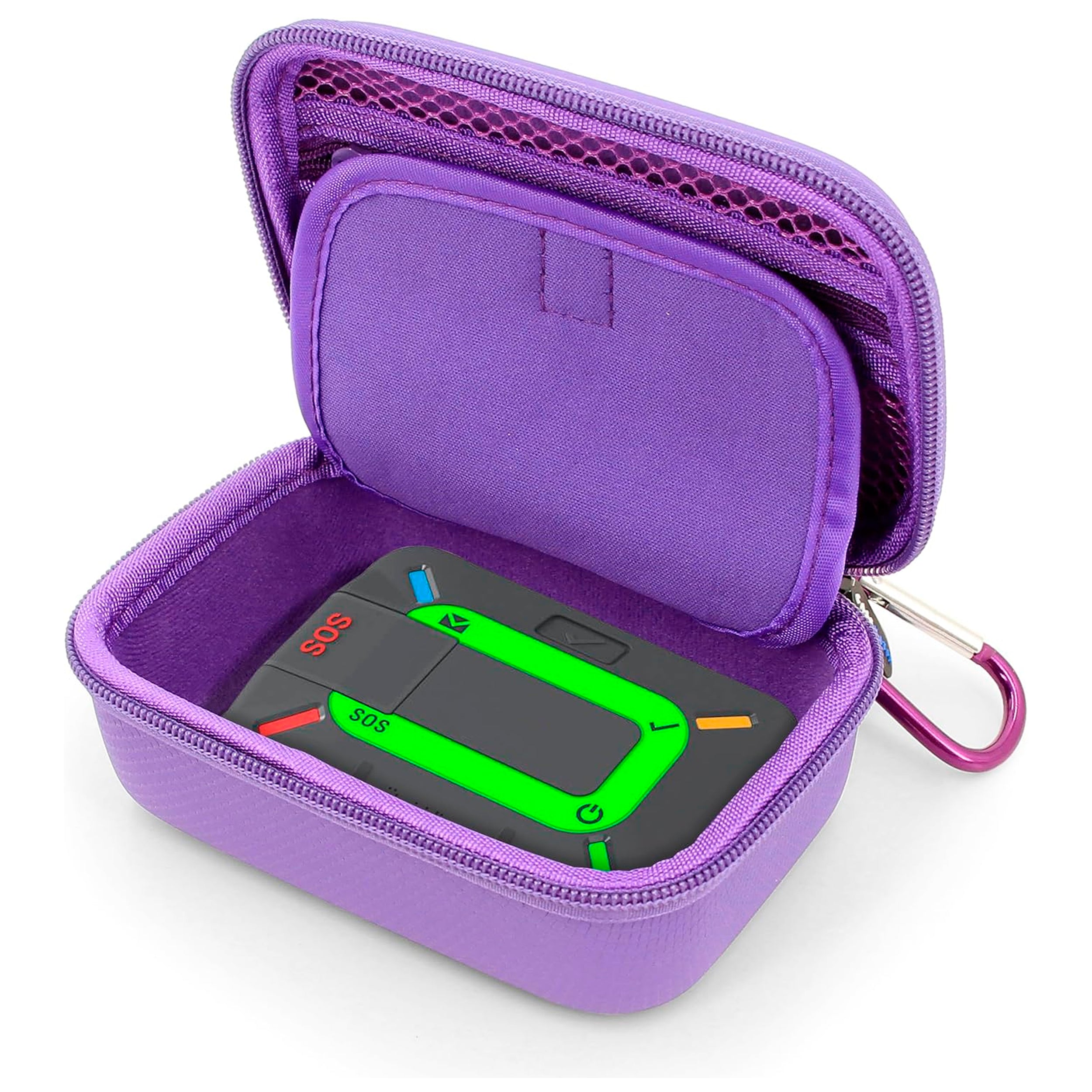 CASEMATIX Hard Shell Travel Case for Zoleo Satellite Communicator - Protective Carrying Case with Wrist Strap for Satellite Messenger (Purple) - Perfect for Hiking, Camping & Outdoor Adventures