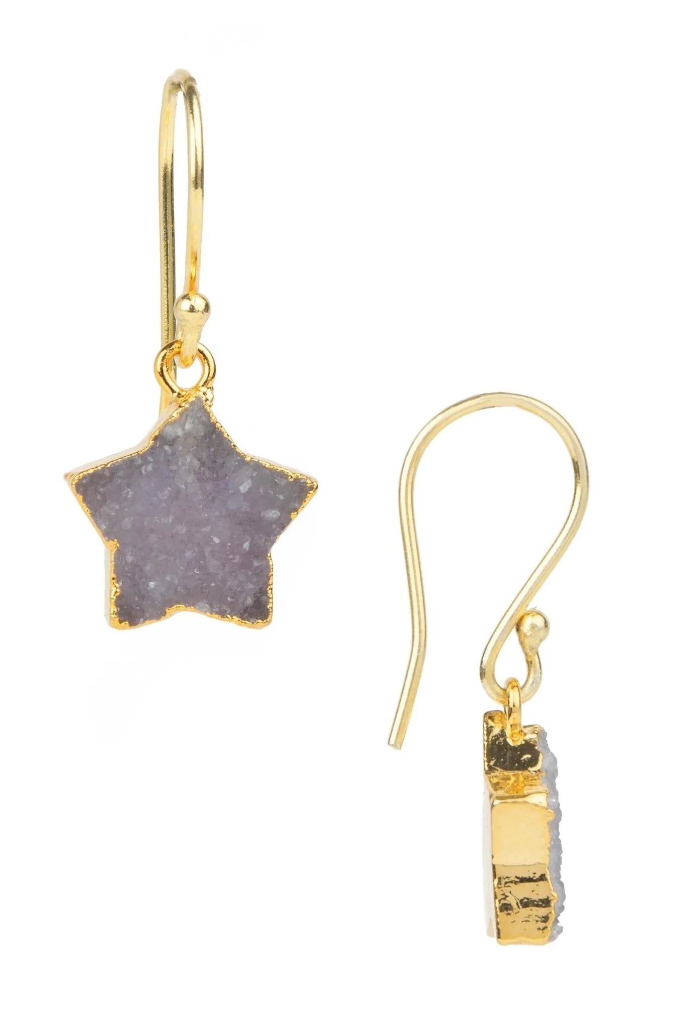 Natural Star Druzy Drop Earrings for Women - Elegant Handmade Dangle Earrings for Party, Wedding & Everyday Wear