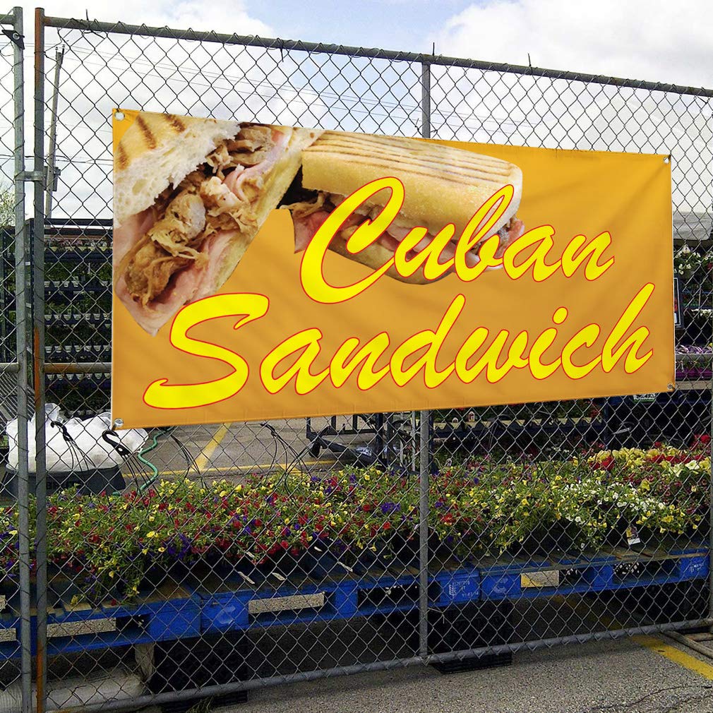 Custom Vinyl Banner for Cuban Sandwich Restaurant & Cafe - Weatherproof Outdoor Sign with 10 Grommets (60x144 Inches, Brown) - Perfect for Restaurant Promotion, Food Trucks, and Outdoor Events
