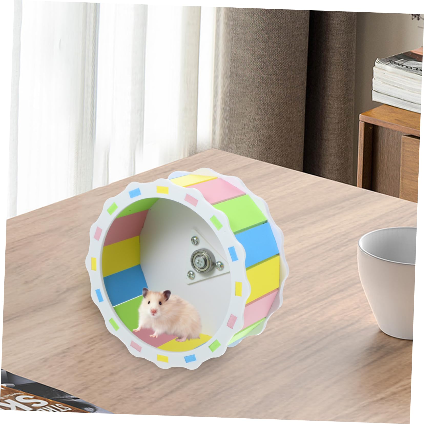 Silent Wooden Hamster Exercise Wheel - 17cm Gerbil Running Toy for Small Pets, Quiet Spinner for Hamsters & Gerbils - Perfect for Cage Exercise & Playtime