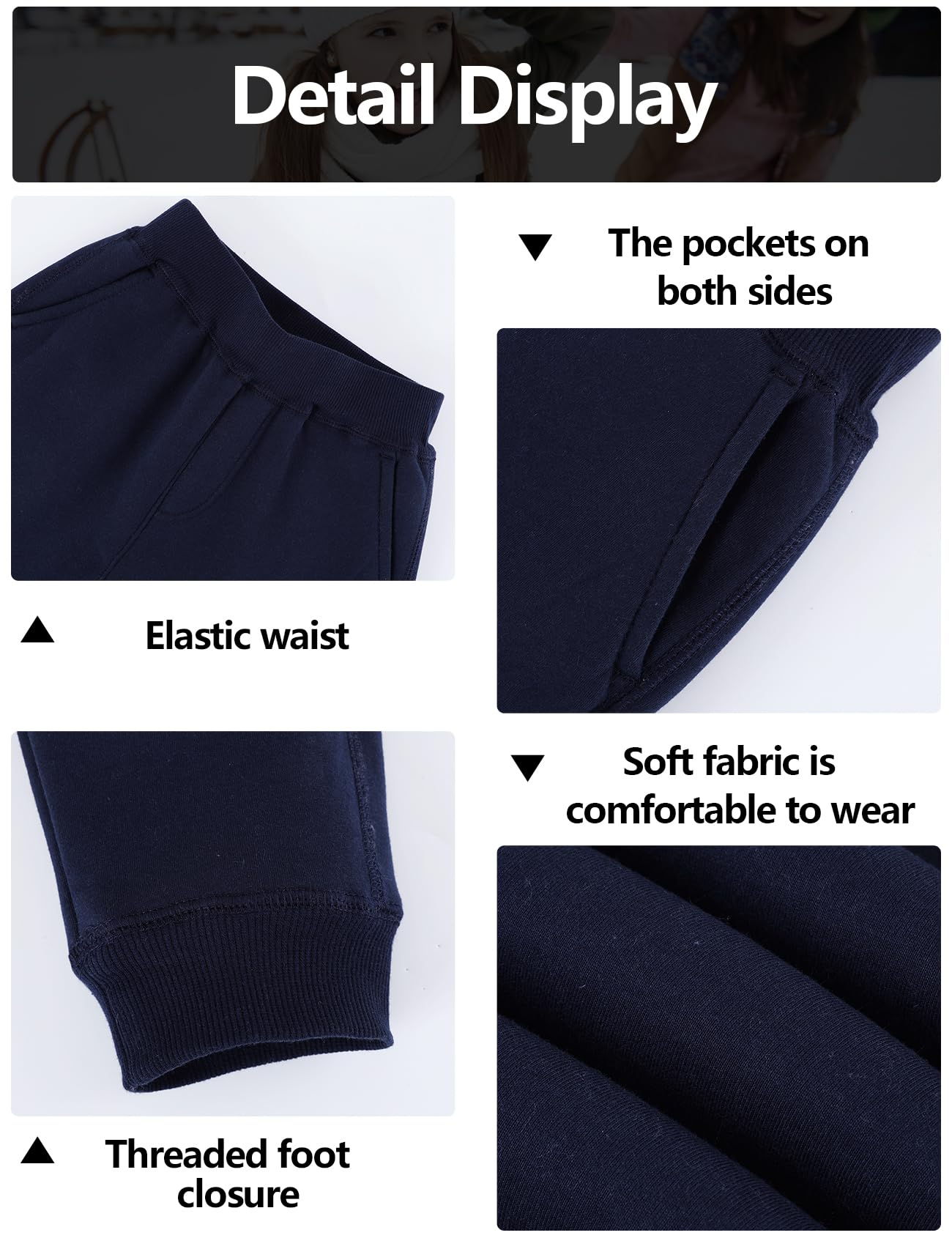 Gihuo Unisex Winter Warm Sherpa Lined Sweatpants Joggers for Boys & Girls - Cozy Fleece-Lined Lounge Pants for Cold Weather, Outdoor Activities & Casual Wear