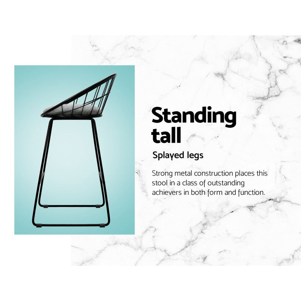 4 Bar Stools with Padded Seat & Metal Frame - Perfect for Kitchen Island, Breakfast Bar & Home Decor