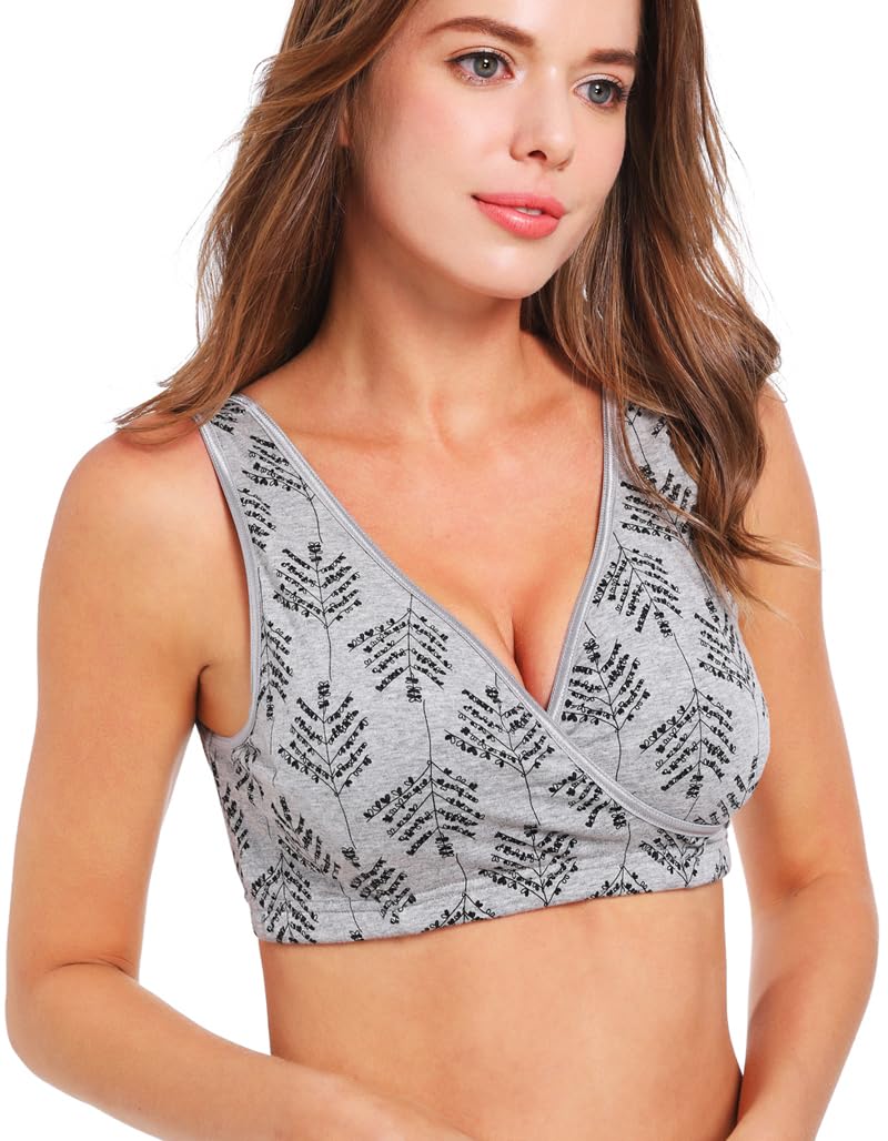 SUIEK 4 Pack Nursing Sleep Bra - Maternity Bralette for Breastfeeding - Ultra Soft Cotton Nursing Bras for Comfort - Perfect for Nighttime Nursing & Postpartum Recovery