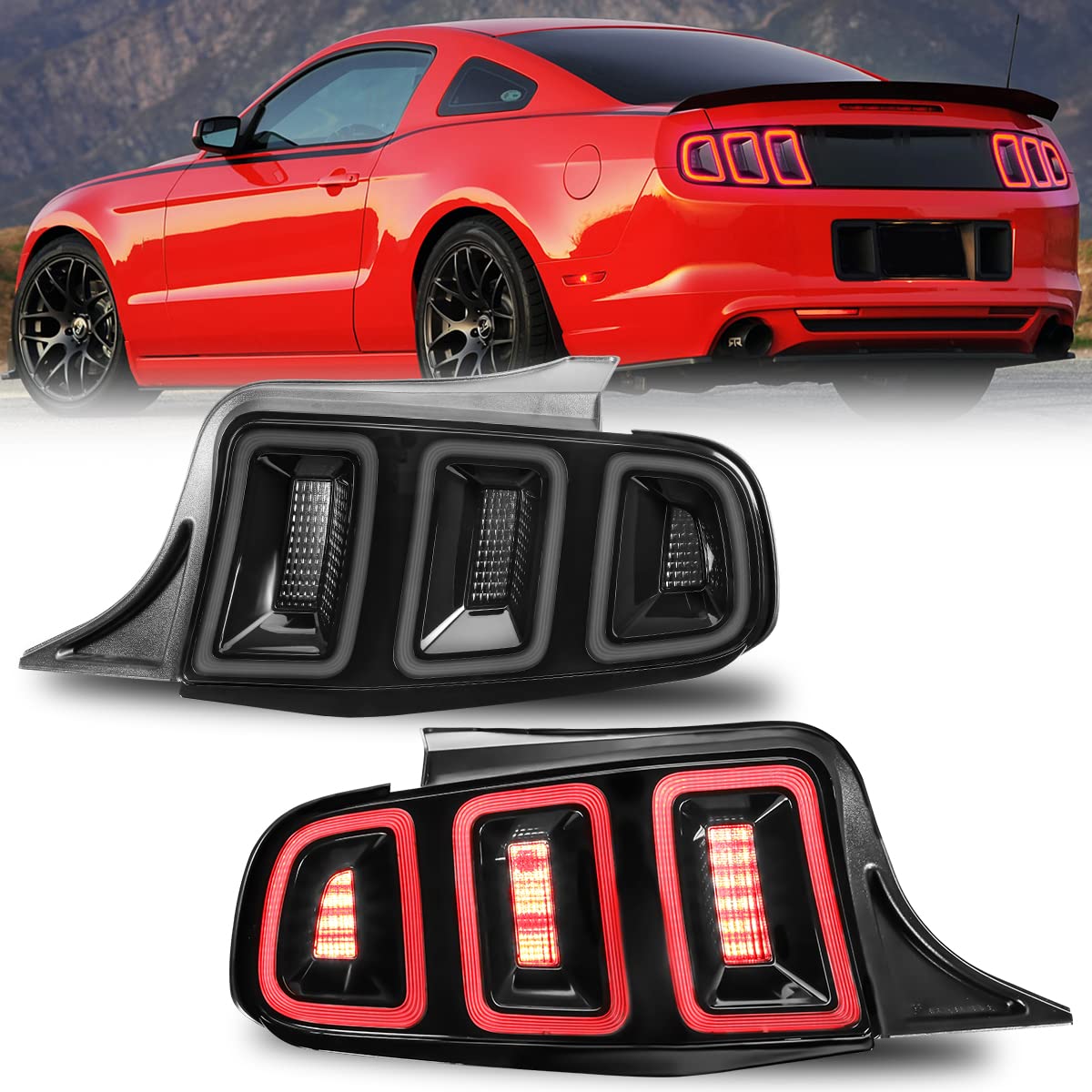 ROXX Full LED Tail Lights Assembly for 2010-2014 Ford Mustang - Sequential Turn Signals, DRL & Reverse Lights (Driver & Passenger Side) | Upgrade Your Mustang's Style & Safety for Night Driving & Car Shows