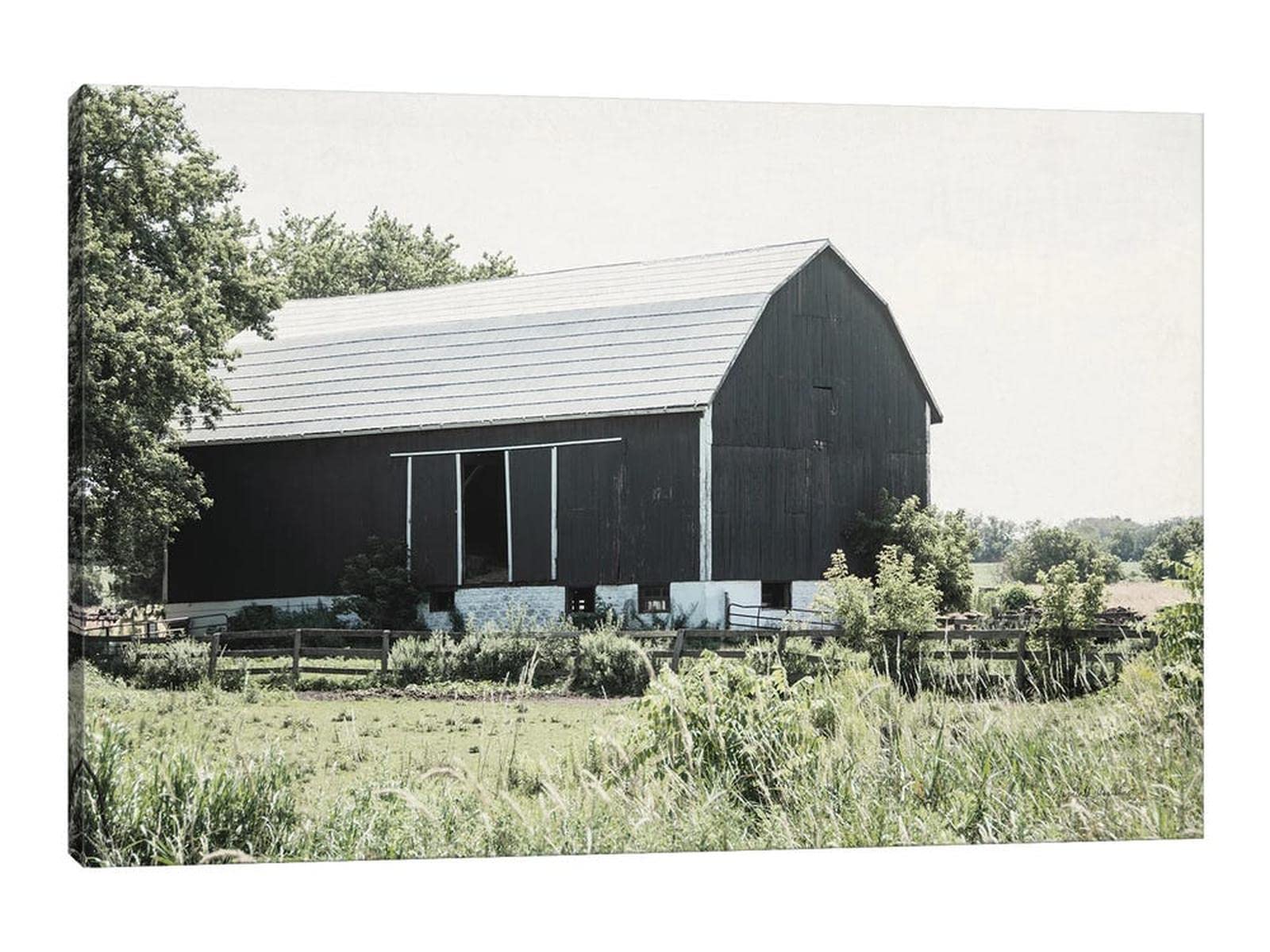 Rustic Barn Wall Art Canvas - Farmhouse Decor Landscape Painting for Living Room, Bedroom & Office - Framed Modern Barn Picture Print (32x48 Inches) - Perfect for Country Style Home, Cabin or Ranch House Decoration