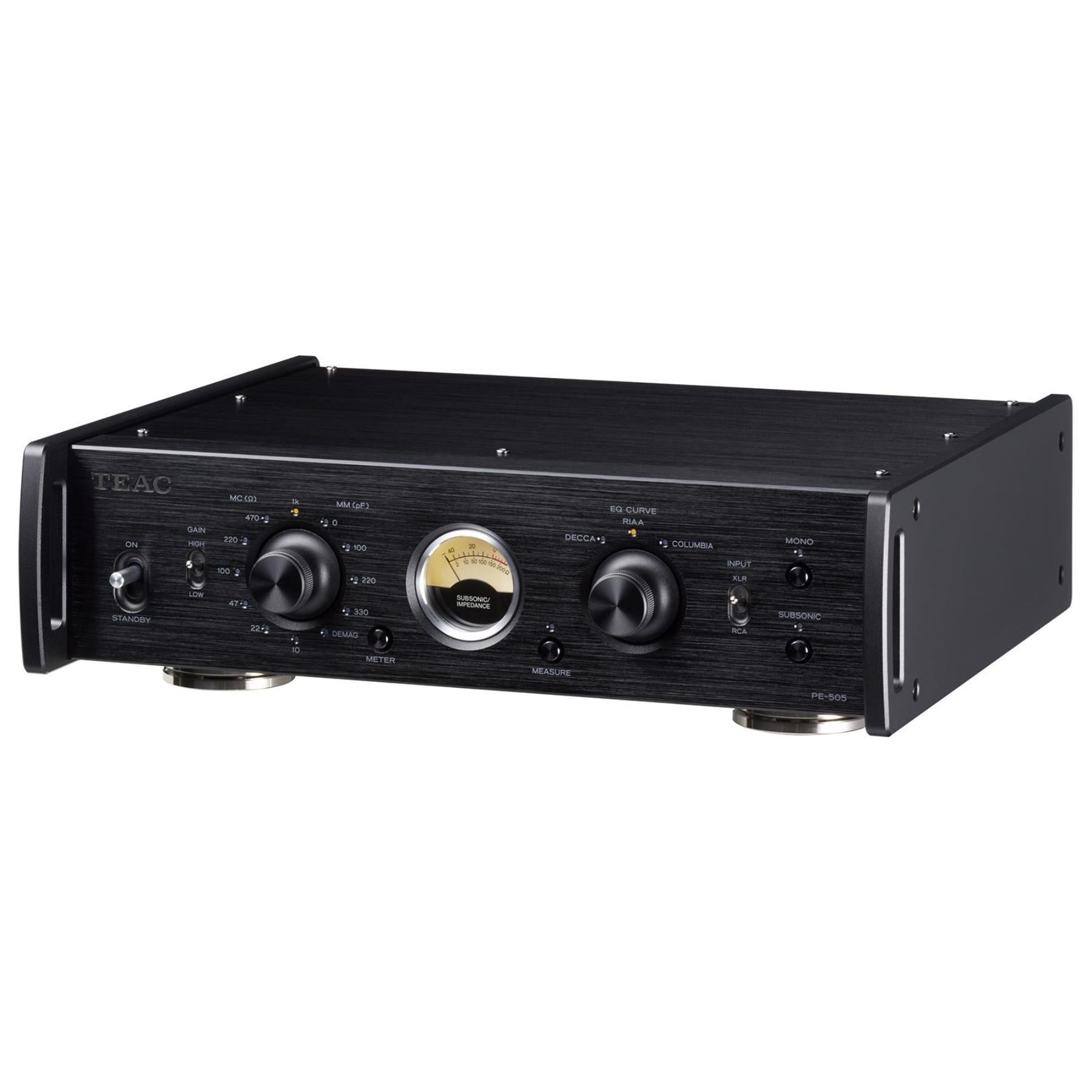 TEAC PE 505 Fully Balanced Phono Preamplifier - Black | High-Fidelity Vinyl Record Player Preamp for Audiophiles | Perfect for Home Audio Systems & Turntable Setups