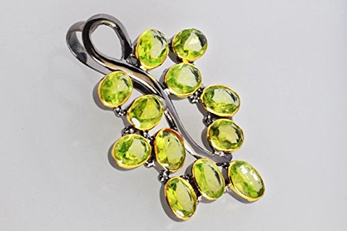 Peridot Gemstone 925 Sterling Silver Pendant with Black Rhodium & Rose Gold Plating - Handmade Jewelry for Women, Birthday Gift, Anniversary Present | Perfect for Everyday Wear, Special Occasions & Gift Giving