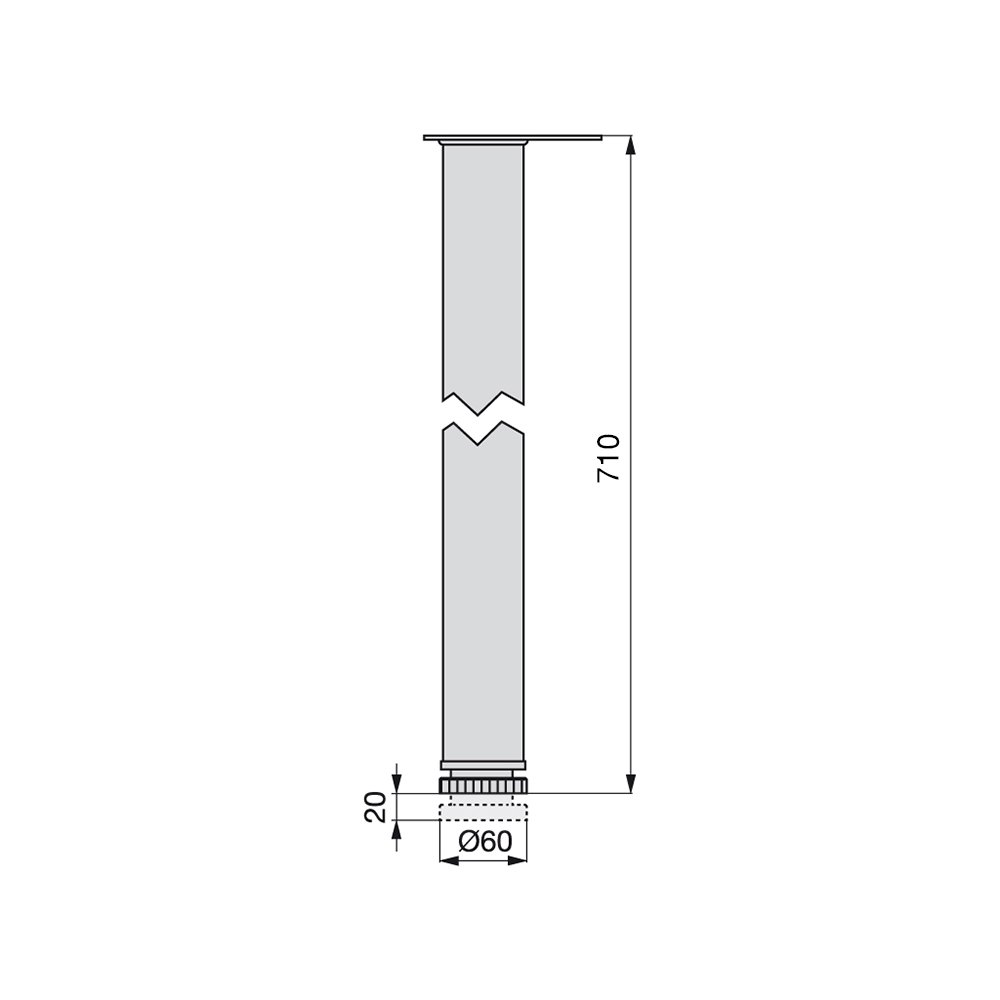 4 Pack Adjustable Table Legs 60x710mm Chrome Steel - Perfect for DIY Furniture, Kitchen Islands, Workbenches & Home Office Desks