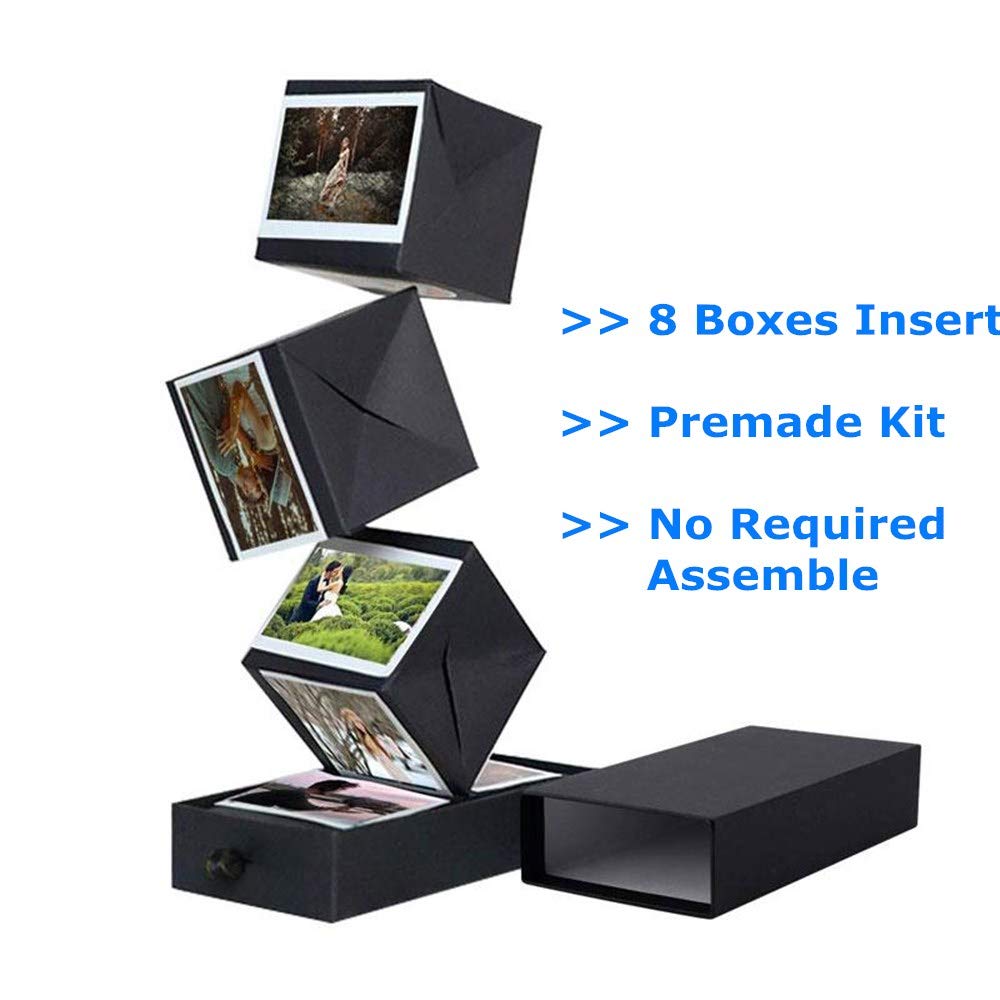 Premade Explosion Box Scrapbook Kit - DIY Photo Album with 8 Inserts | Fun Surprise Gift Box for Best Friend | Perfect for Christmas & Birthday Celebrations | Easy to Assemble | Great for Memory Keeping, Party Favors & Special Occasions
