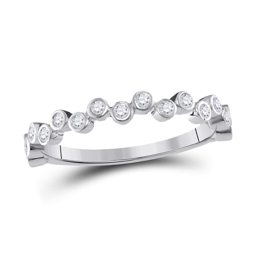 10K White Gold Women's Round Diamond Stackable Band Ring - 1/4 CTTW - Perfect for Everyday Wear, Anniversary Gifts & Bridal Jewelry
