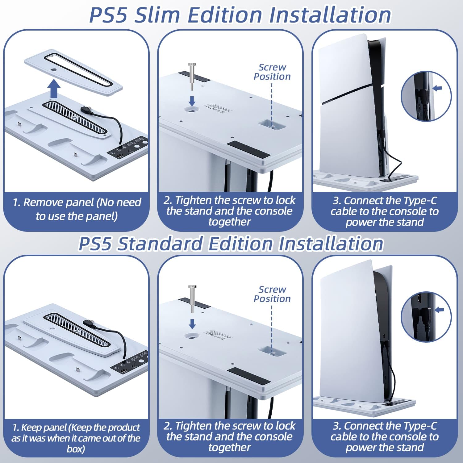 PS5 Cooling Station with RGB Lights & Dual Controller Charger - Compatible with PS5/PS5 Slim/PS5 Pro - Includes Cooling Fan, Charging Dock & 2 USB Ports - Perfect for Gaming Setup & Console Protection