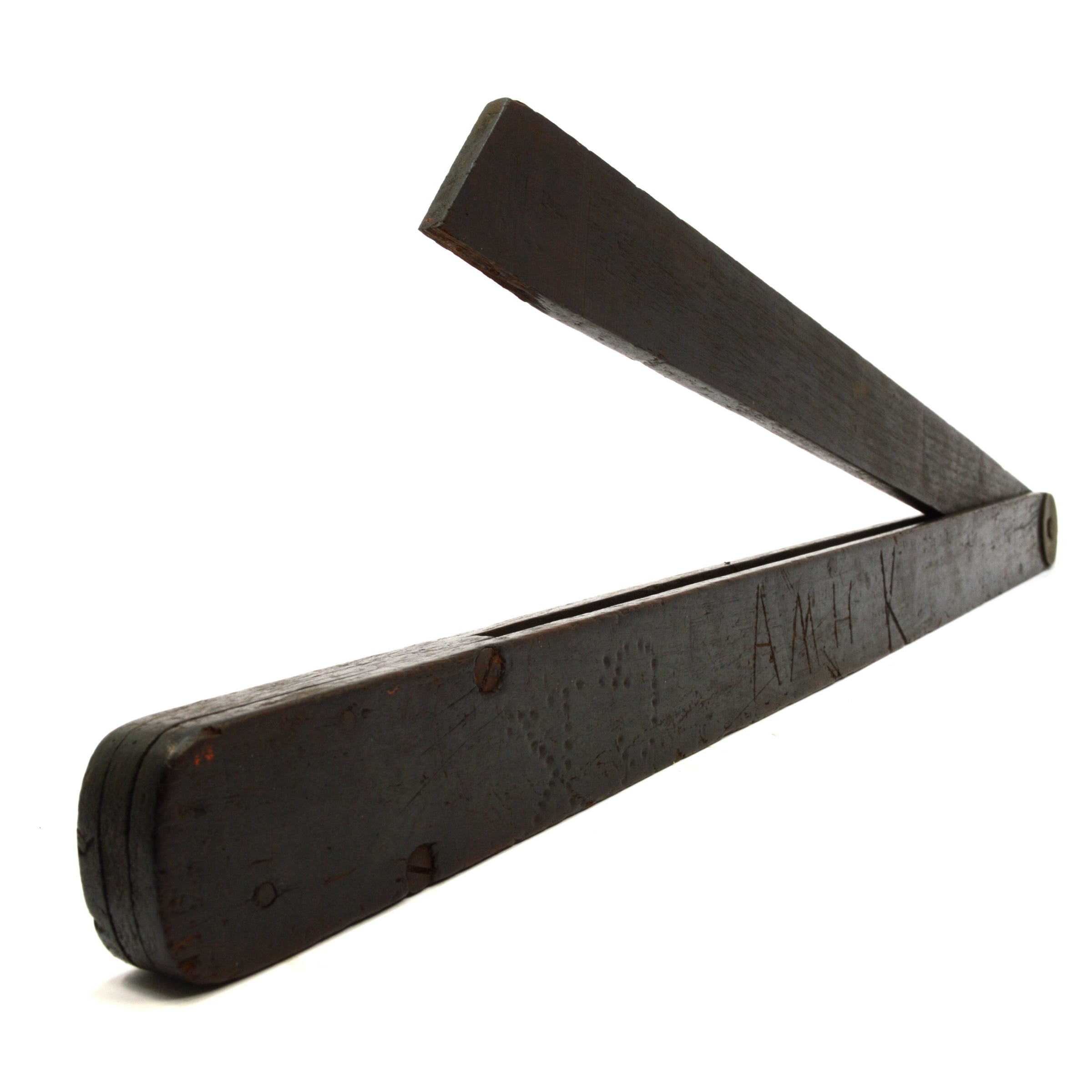 Antique 18th/19th Century Ebony & Brass Shipwright's Bevel - Primitive Shipbuilding Tool for Woodworking, Nautical Decor & Maritime History Enthusiasts
