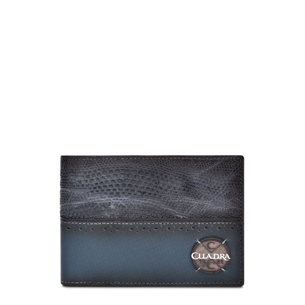 B3026LT Genuine Lizard Leather Bi-Fold Wallet for Men - Premium Navy Blue Fashion Wallet - Perfect for Everyday Use, Business & Gifting