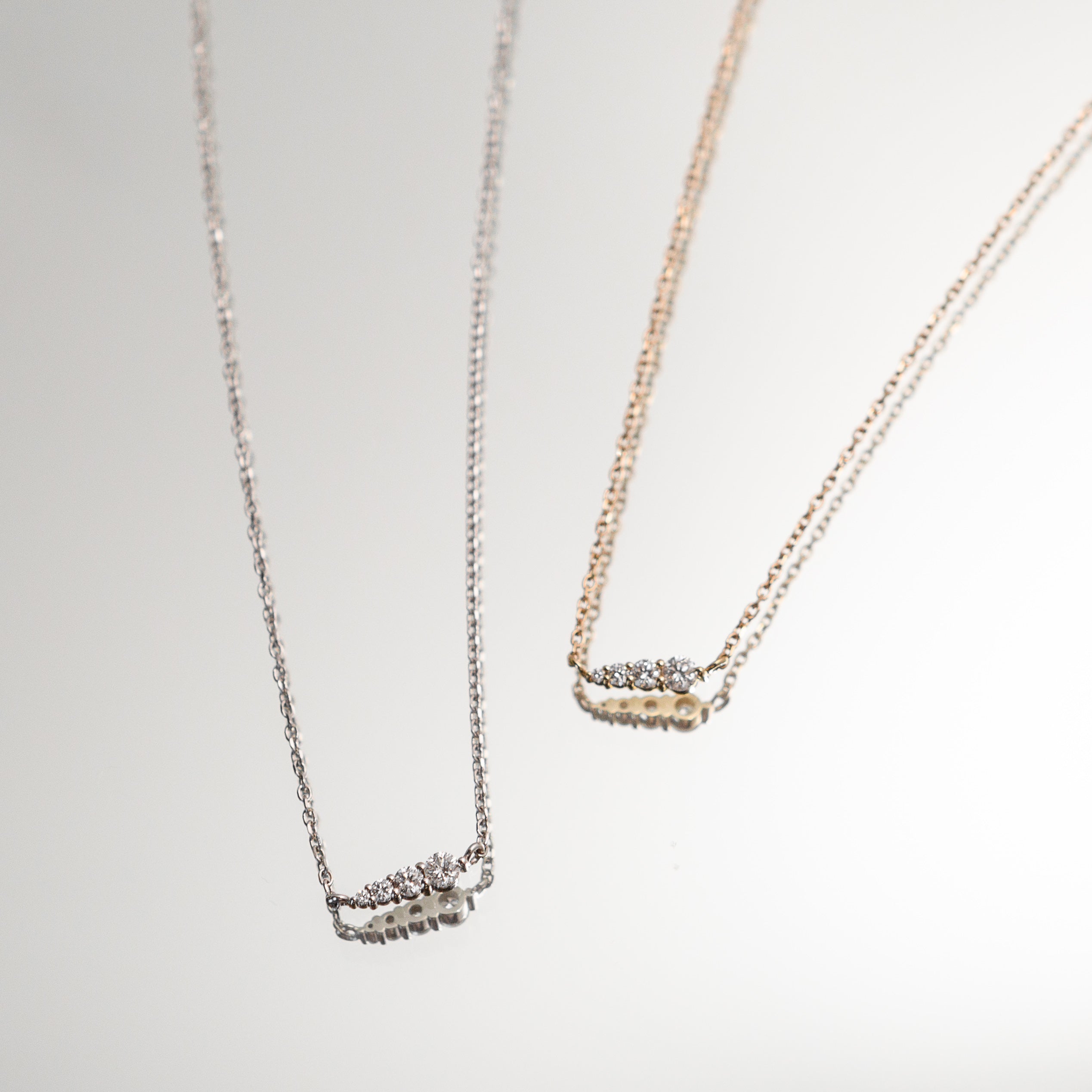 14K White Gold Diamond Layering Necklace with Graduated Diamonds - Elegant Everyday Jewelry for Women, Perfect for Gifts & Special Occasions