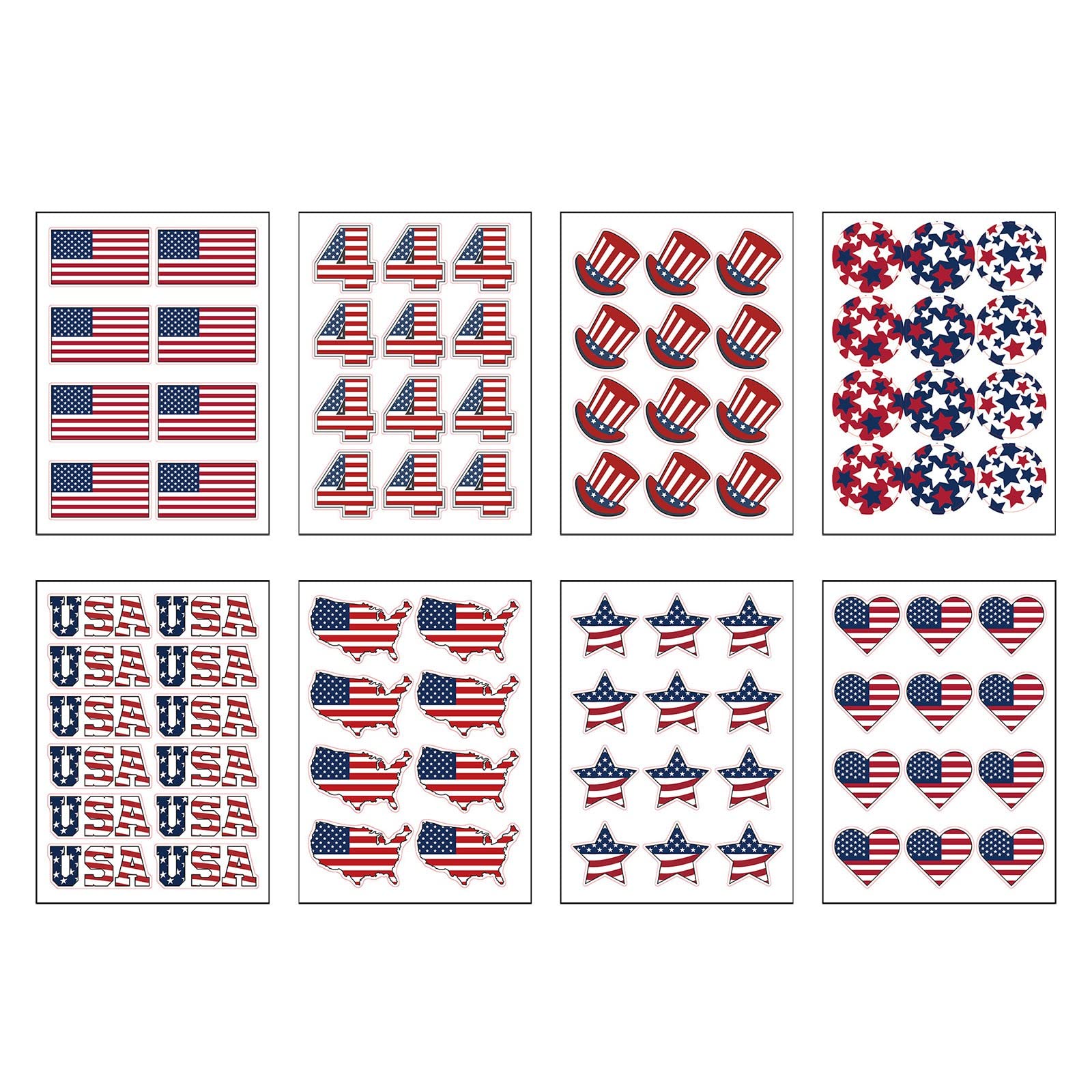 16pcs Patriotic DIY Stickers - Waterproof for Bottles & Skin - 4th of July Decor
