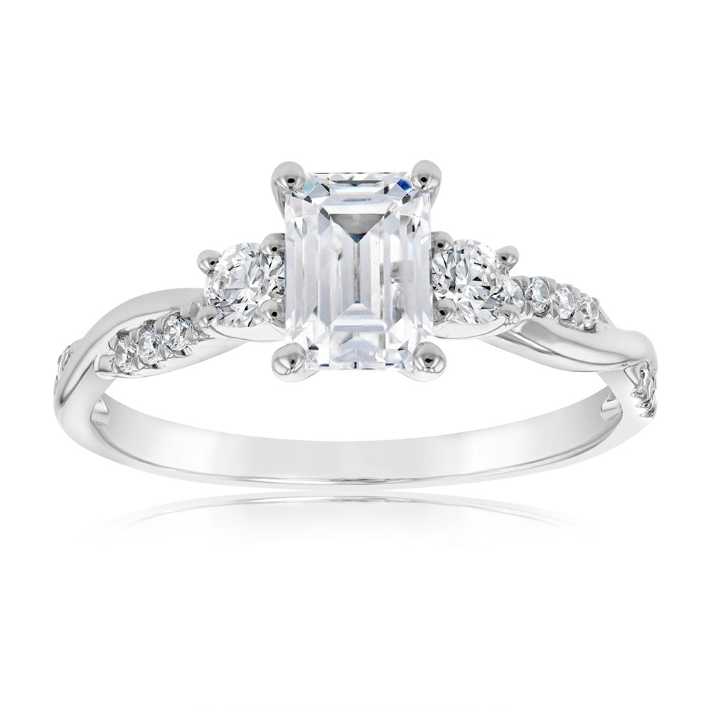 9ct White Gold Cubic Zirconia Ring - Elegant Fashion Jewelry for Women, Perfect for Weddings, Anniversaries & Special Occasions