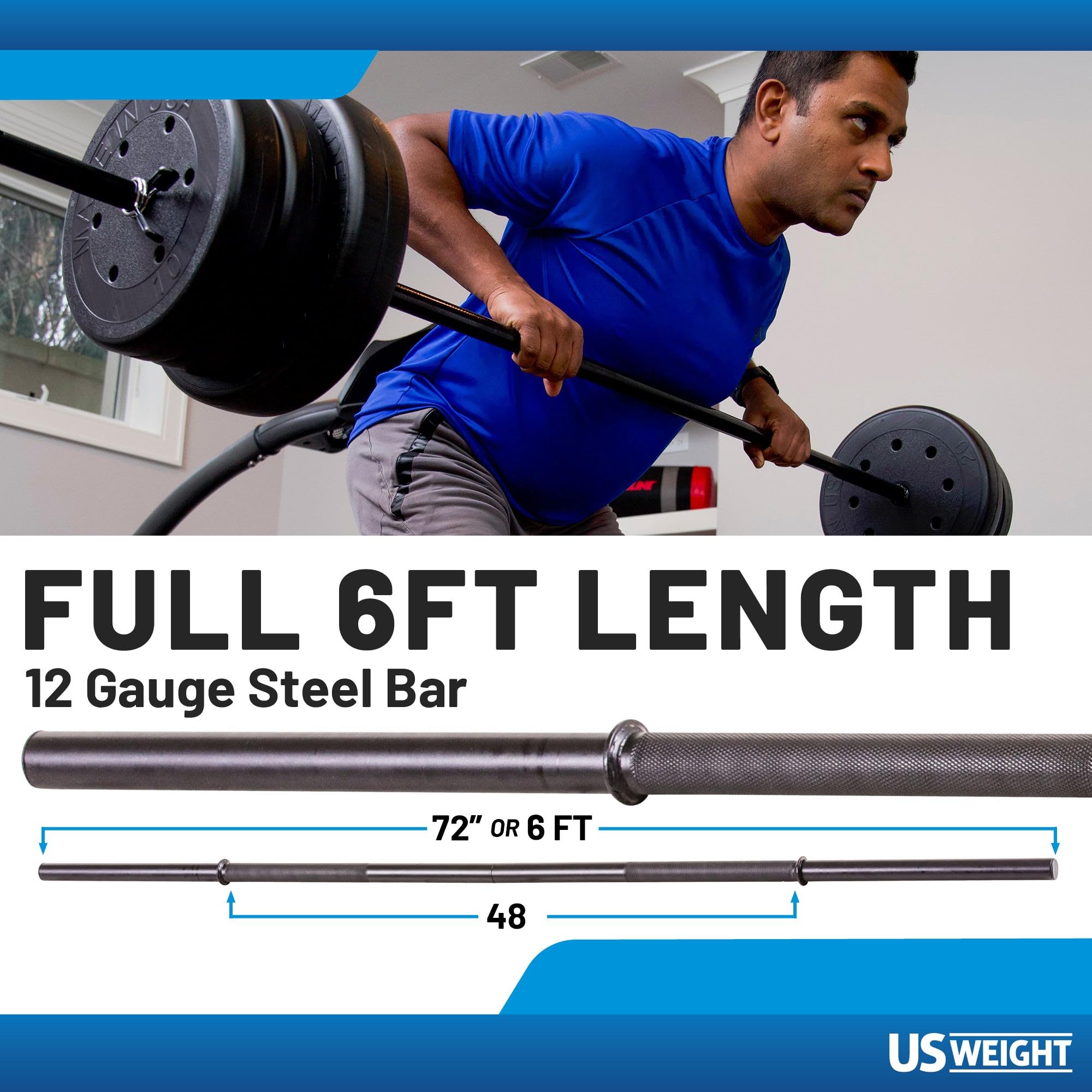 105 Pound Adjustable Barbell Weight Set for Home Gym - Includes 2 Dumbbell Bars & 6ft Olympic Bar | Perfect for Strength Training, CrossFit & Home Workouts (Black)