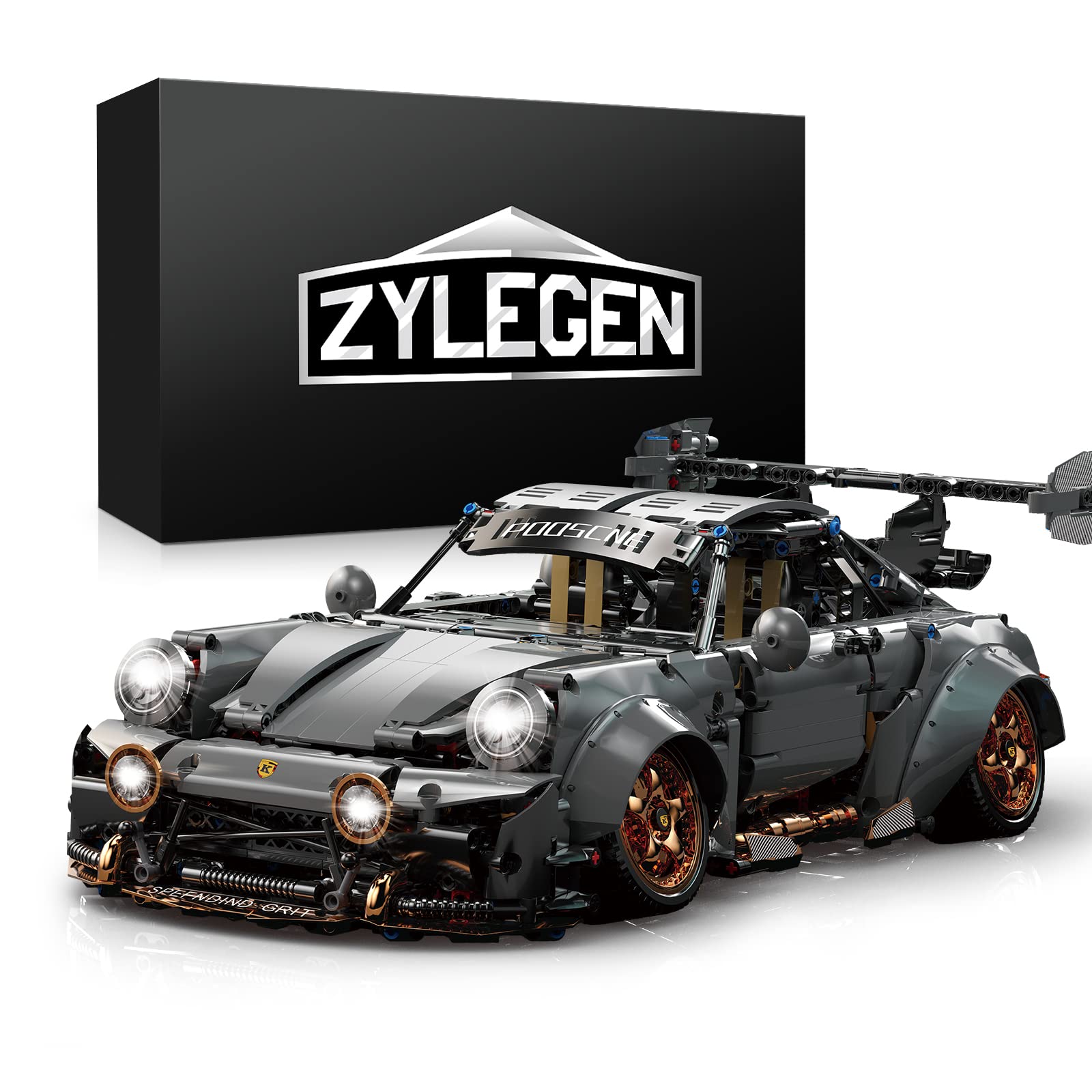 ZYLEGEN Race Car Building Toy Set - 300+ Pieces, Collectible Model Building Kit for Boys, Girls & Teens - Creative STEM Educational Toy, Perfect Gift for Motorsport Fans (Gray) - Build Supercars & Sports Cars for Play, Display & Racing Adventures