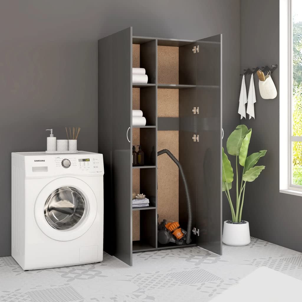 Sywamol High Gloss Gray Storage Cabinet - 31.5
