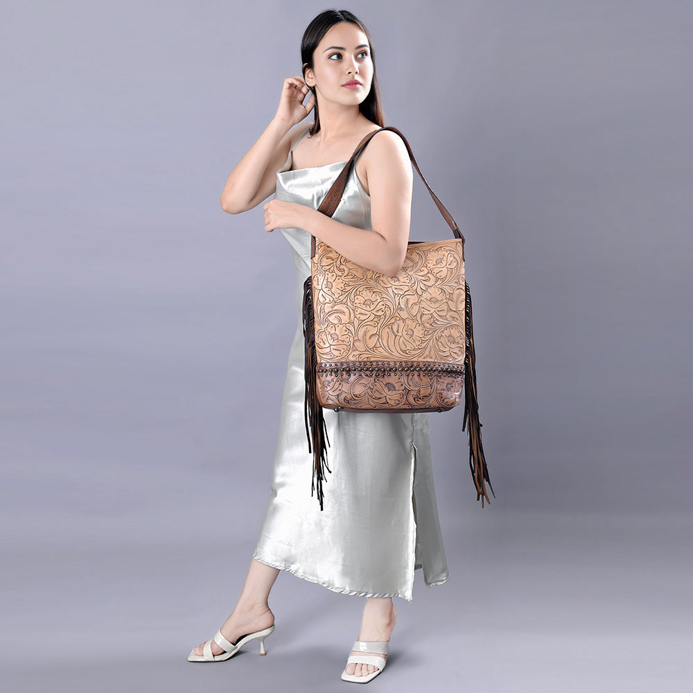 **American Darling Hand Tooled Genuine Leather Women's Western Handbag Purse - Stylish & Durable for Everyday Use, Work & Travel**