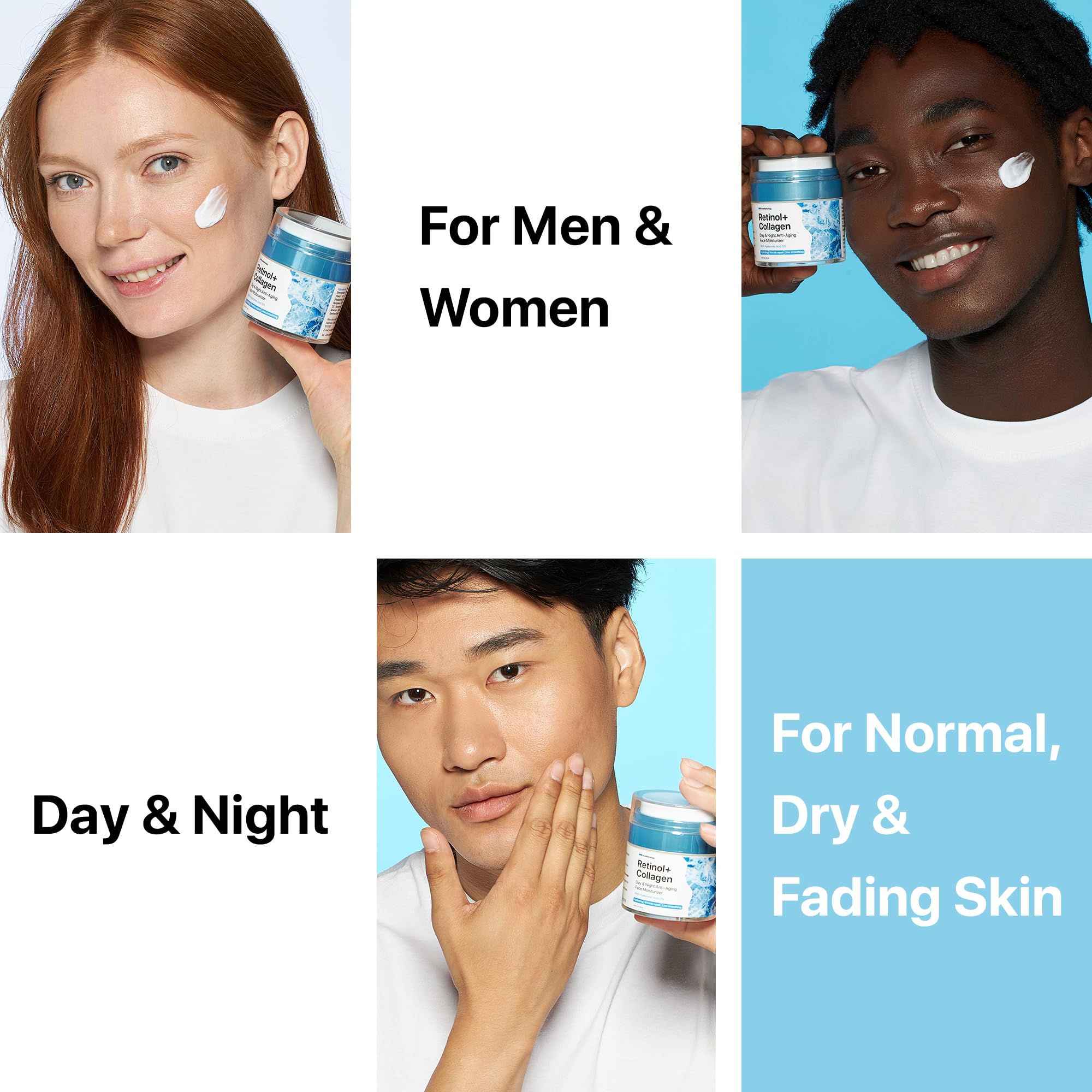 Best Retinol Face Moisturizer Cream with Collagen & Hyaluronic Acid - Anti Aging, Wrinkle & Fine Line Treatment for Women & Men - Hydrating Day & Night Cream - 1.85 Fl Oz - Perfect for Daily Skincare Routine & Travel
