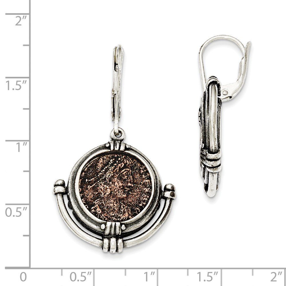 Antiqued Roman Bronze Coin Sterling Silver Leverback Earrings - Vintage Jewelry for Women, Perfect for Parties, Weddings & Special Occasions