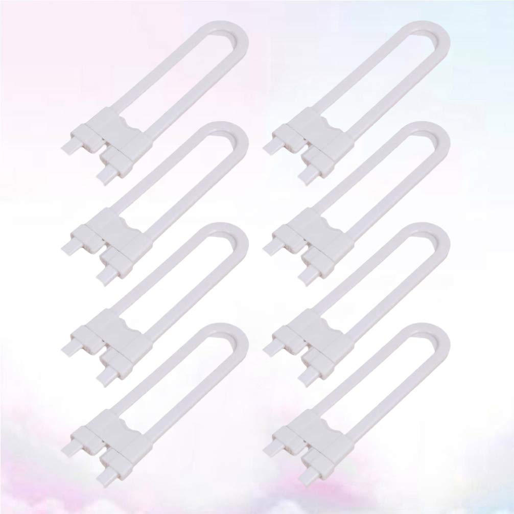 NUOBESTY 8-Pack U-Shaped Sliding Safety Locks for Cabinets & Doors - Childproof Bathroom & Kitchen Storage Locks, Baby Proofing Cabinet Latches (White) - Perfect for Child Safety in Homes, Daycares & Nurseries