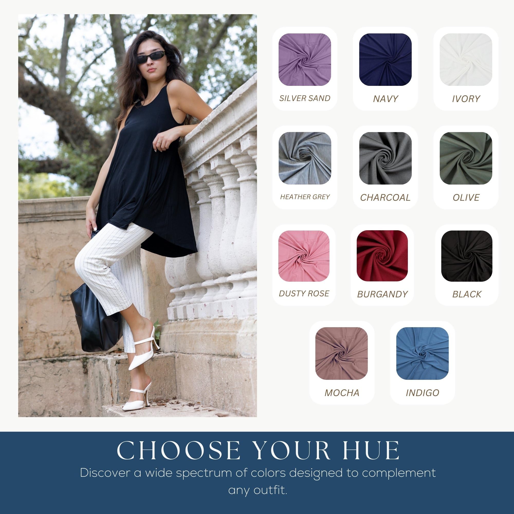 Azules Women's Sleeveless Tunic Tops - Loose Fit Flowy Tank Tops & Dressy Shirts for Leggings | Casual Summer Outfits, Beach Cover-Up & Yoga Wear