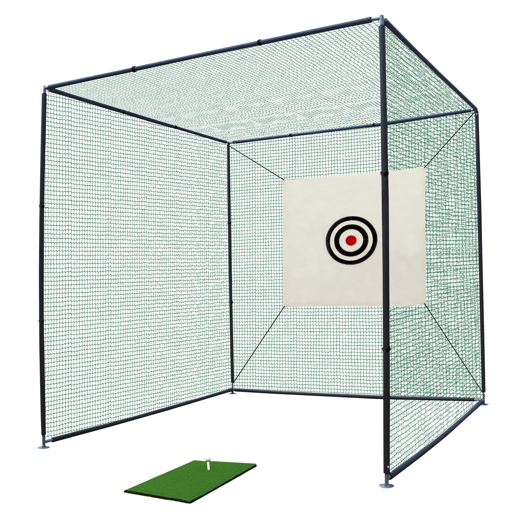 10x10x10FT Golf Practice Net Cage with Heavy Duty Metal Frame - Indoor/Outdoor Hitting Net Kit for Backyard, Driving Range & Training - Perfect for Golfers of All Levels