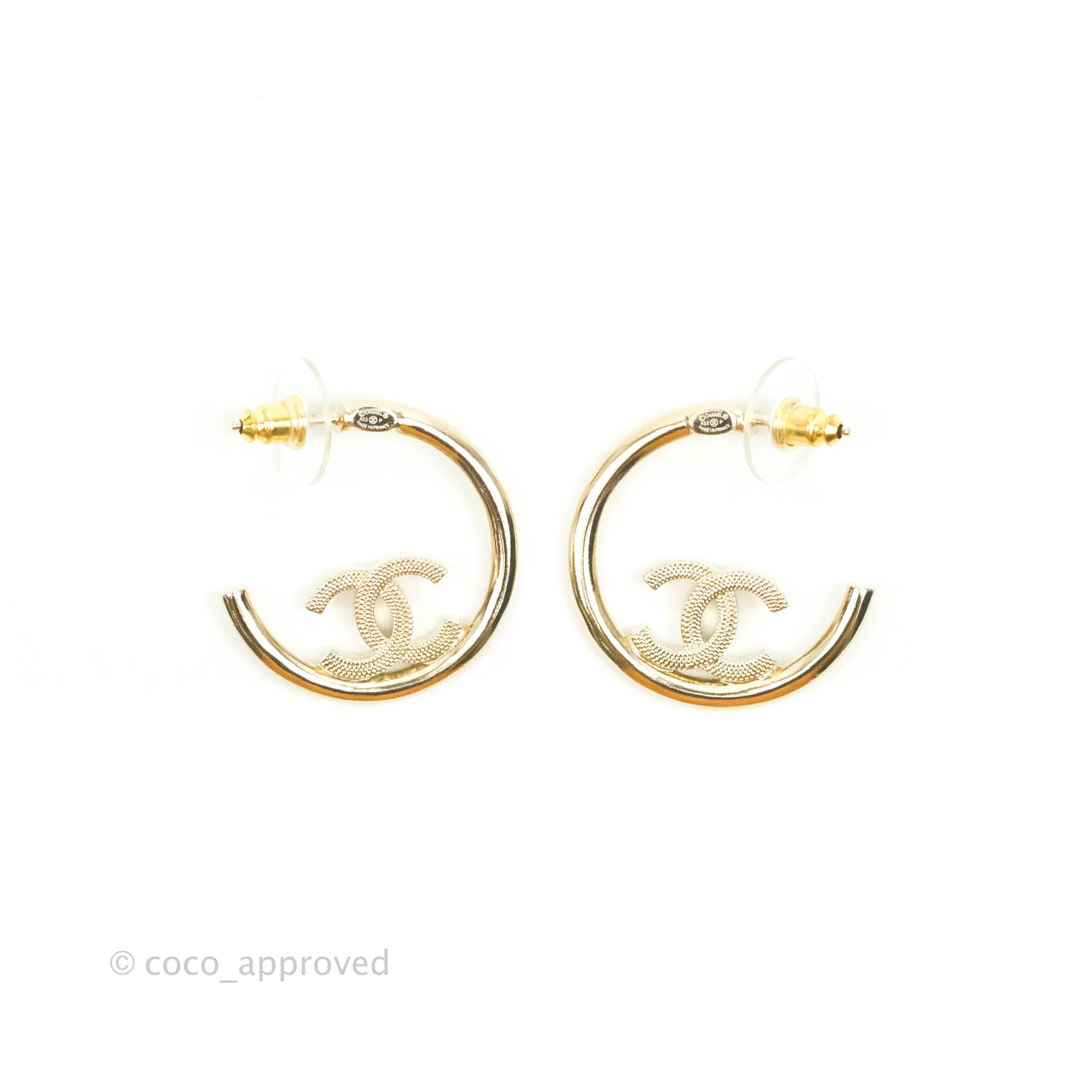 Chanel CC Logo Hoop Earrings in Gold Tone - Classic Luxury Jewelry for Women | Perfect for Parties, Weddings & Everyday Elegance