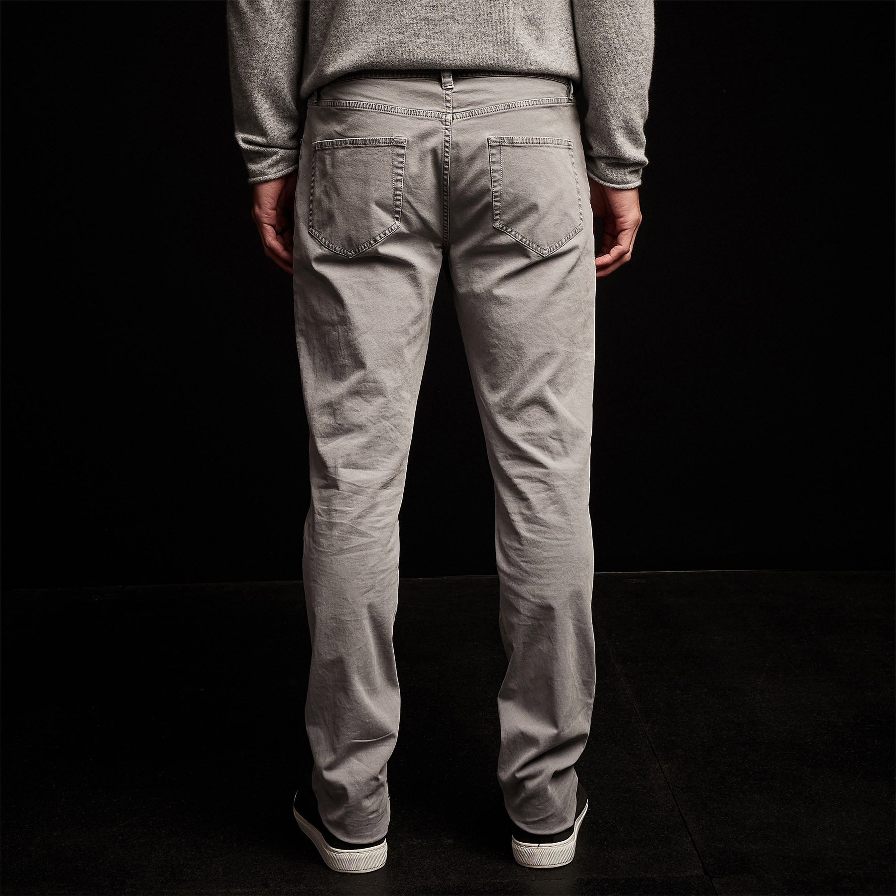 Premium Brushed Twill 5-Pocket Pants for Men - Silver Grey Pigment Wash | Comfortable Casual & Work Pants for Everyday Wear