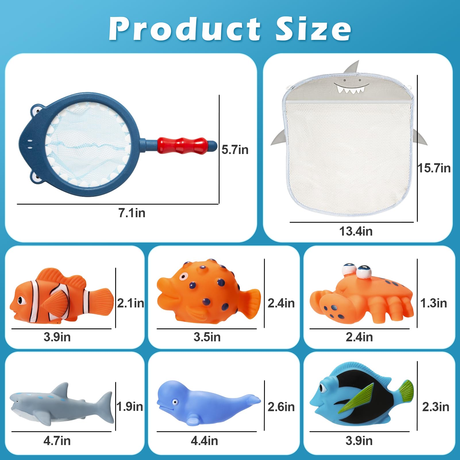 **Mold-Free Bath Toys for Toddlers 1-3 Years | No-Hole Water Toys for Infants 6-12 Months | Includes Storage Bag | Baby Shark Pool, Bathtub & Beach Toys | Perfect Gift for Boys & Girls | Fun for Bath Time, Swimming & Outdoor Play**