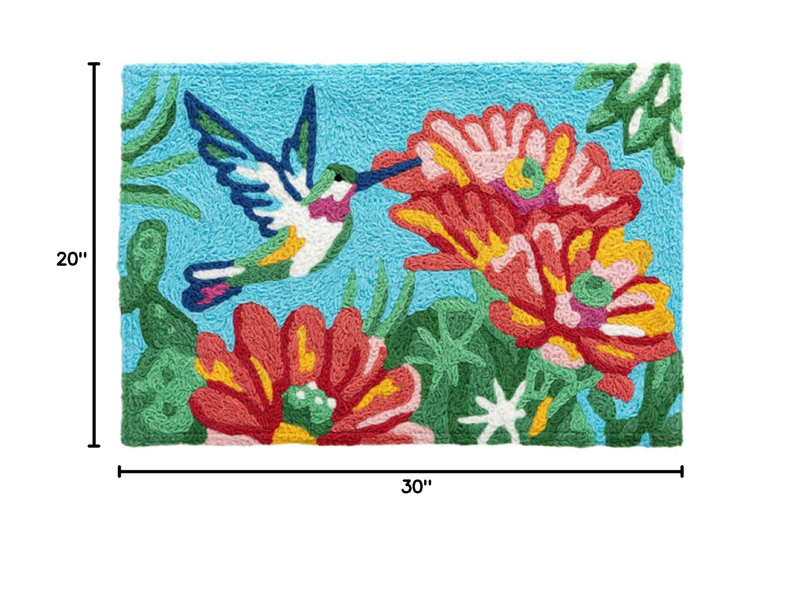 Blooming Cactus Hummingbird Floral Accent Rug 20