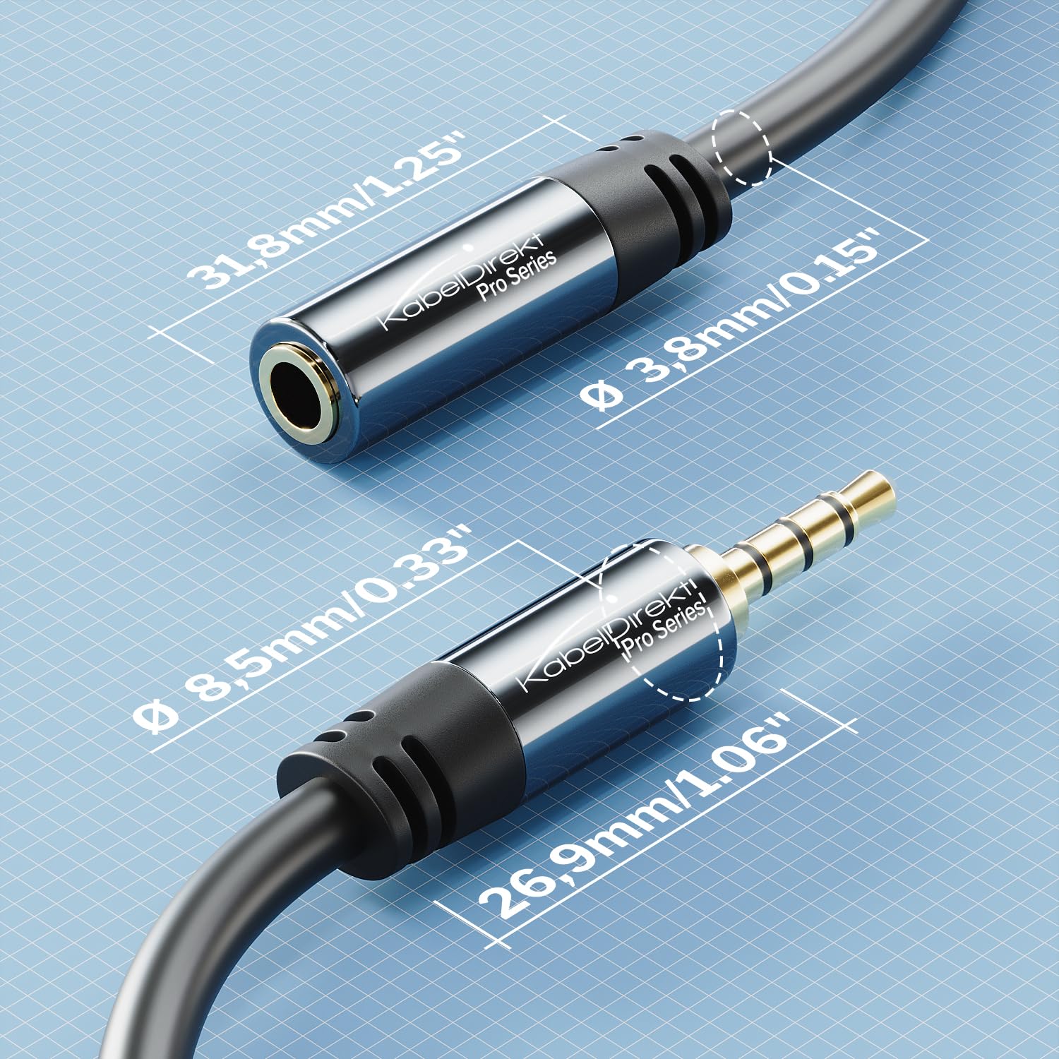 KabelDirekt 25ft Headset Extension Cable - Durable Break-Proof Metal Plug TRRS 4-Pole 3.5mm Male to Female Audio Cord for Gaming Headsets & Headphones with Mic | Perfect for PC, PS5, Xbox & Home Theater Setup