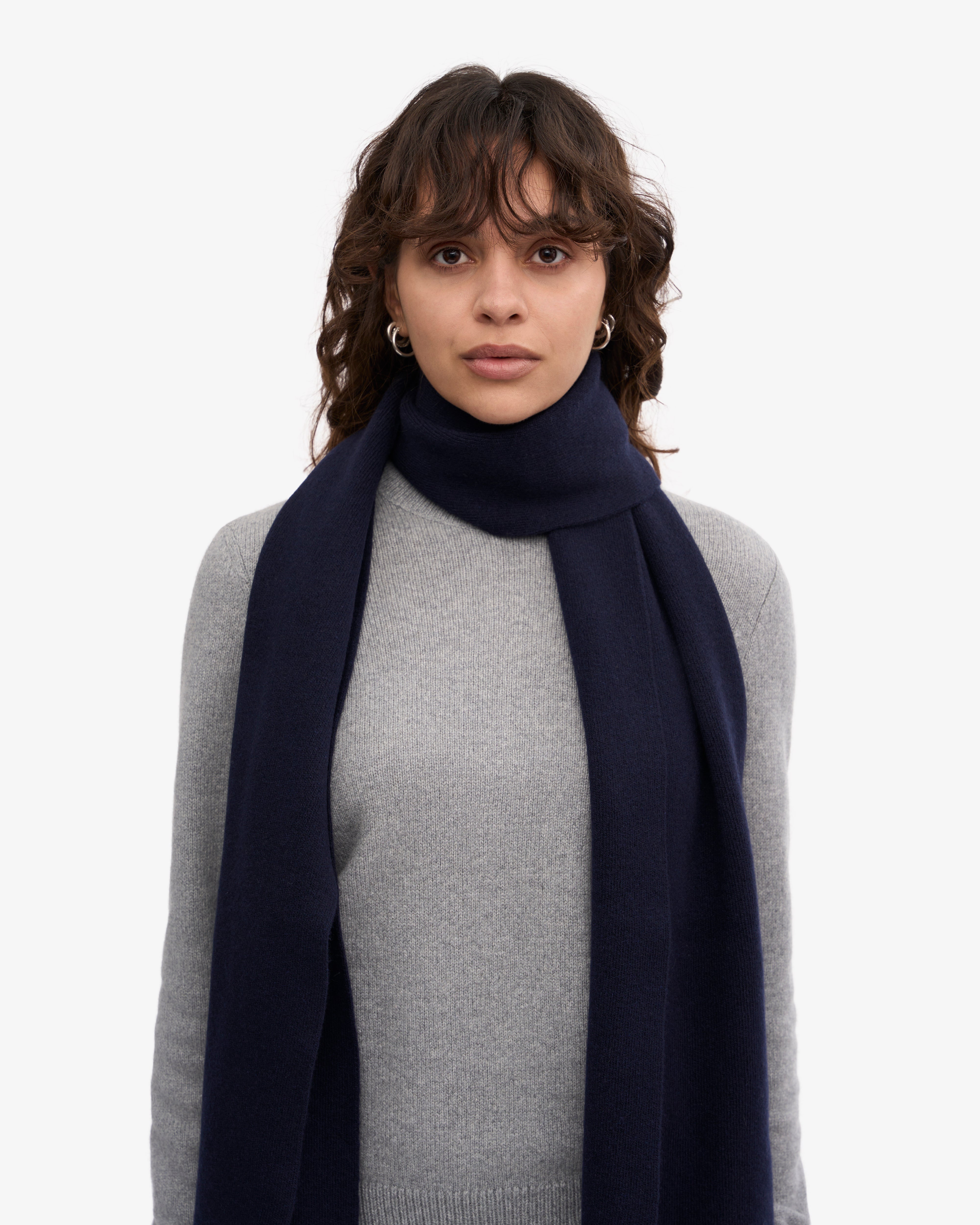 Premium Merino Wool Scarf for Men & Women - Soft & Warm Navy Blue Winter Accessory - Perfect for Cold Weather, Travel & Outdoor Activities