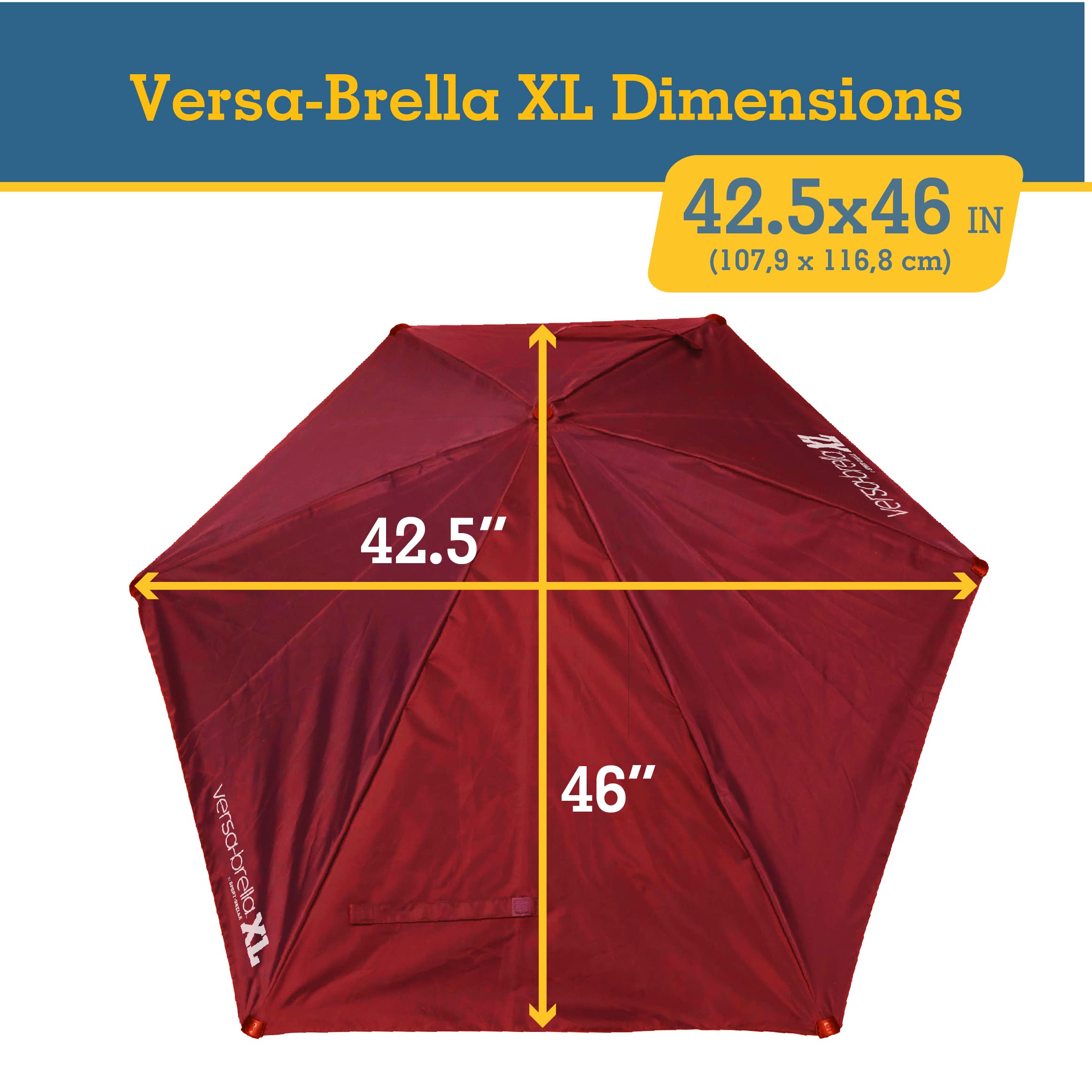 Versa-Brella UPF 50+ Portable Sun Shade Umbrella with 360° Swivel & Secure Clamp - Compact Outdoor Sun Protection for Beach, Golf, Fishing, Camping & Sports Events - Includes Carry Case