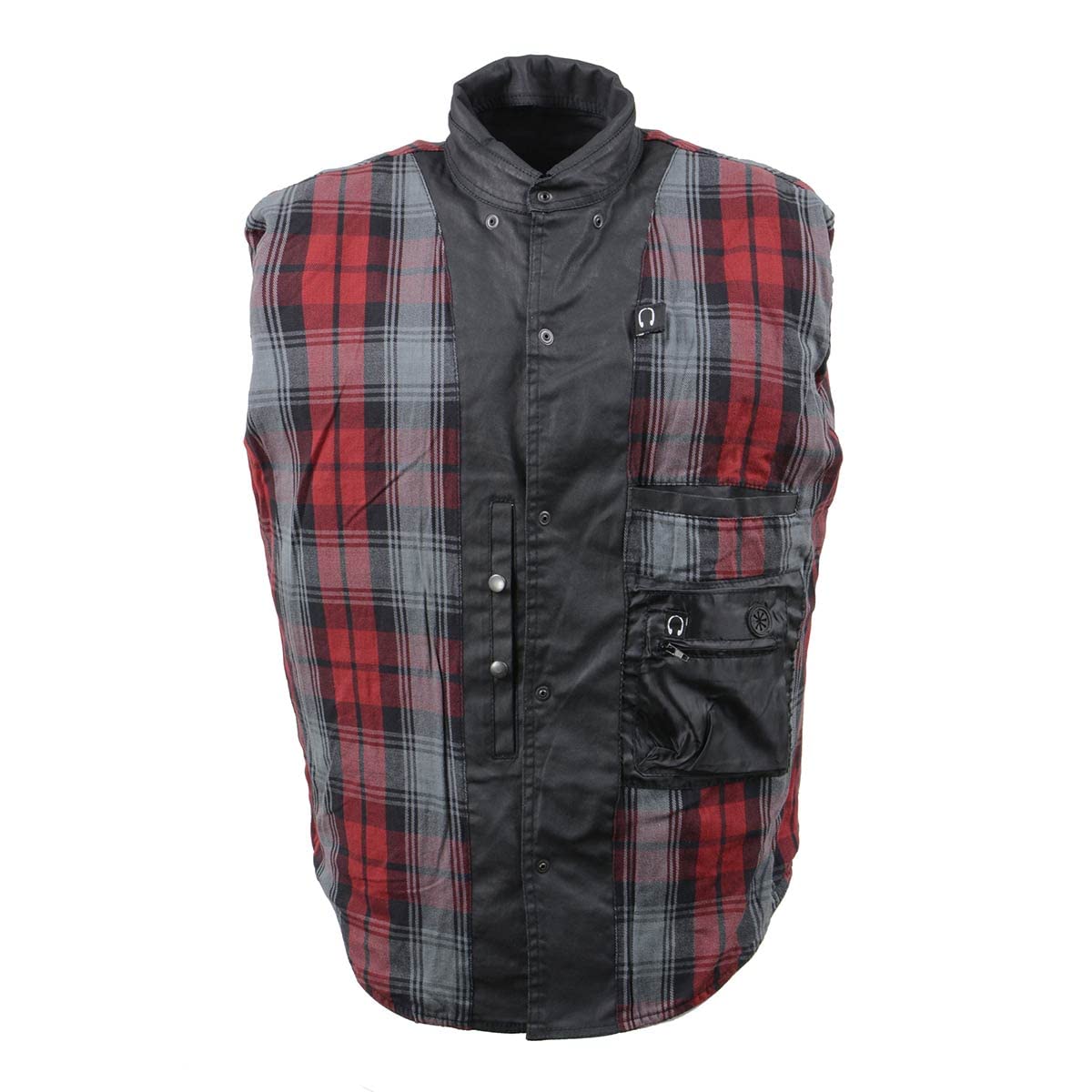 Milwaukee Leather MDM1603 Men's Black Waxy Coated Snap Front Shirt - Durable Workwear for Outdoor Activities & Motorcycle Riding