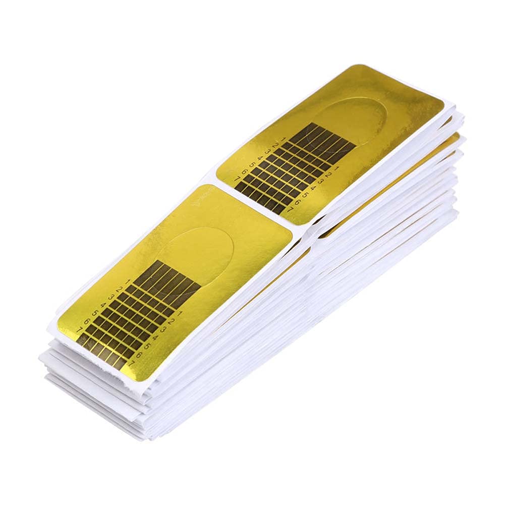 100 Pieces Golden Square Nail Extension Forms - DIY Nail Art Stickers for Acrylic & Gel Nails - Perfect for Salon, Home Manicure & Professional Nail Artists
