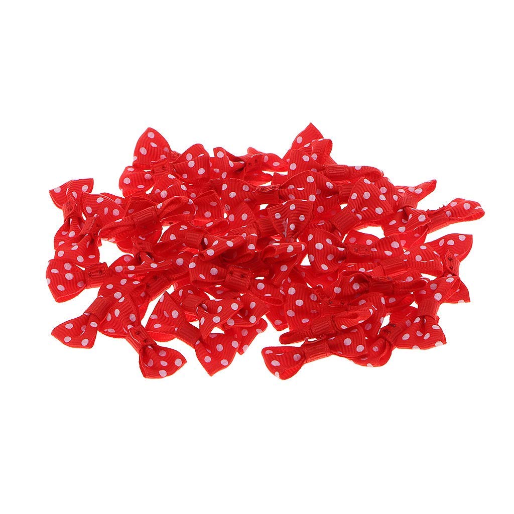 50pcs Mini Polka Dot Bows for Wedding, Birthday & Gift Wrapping - Red
