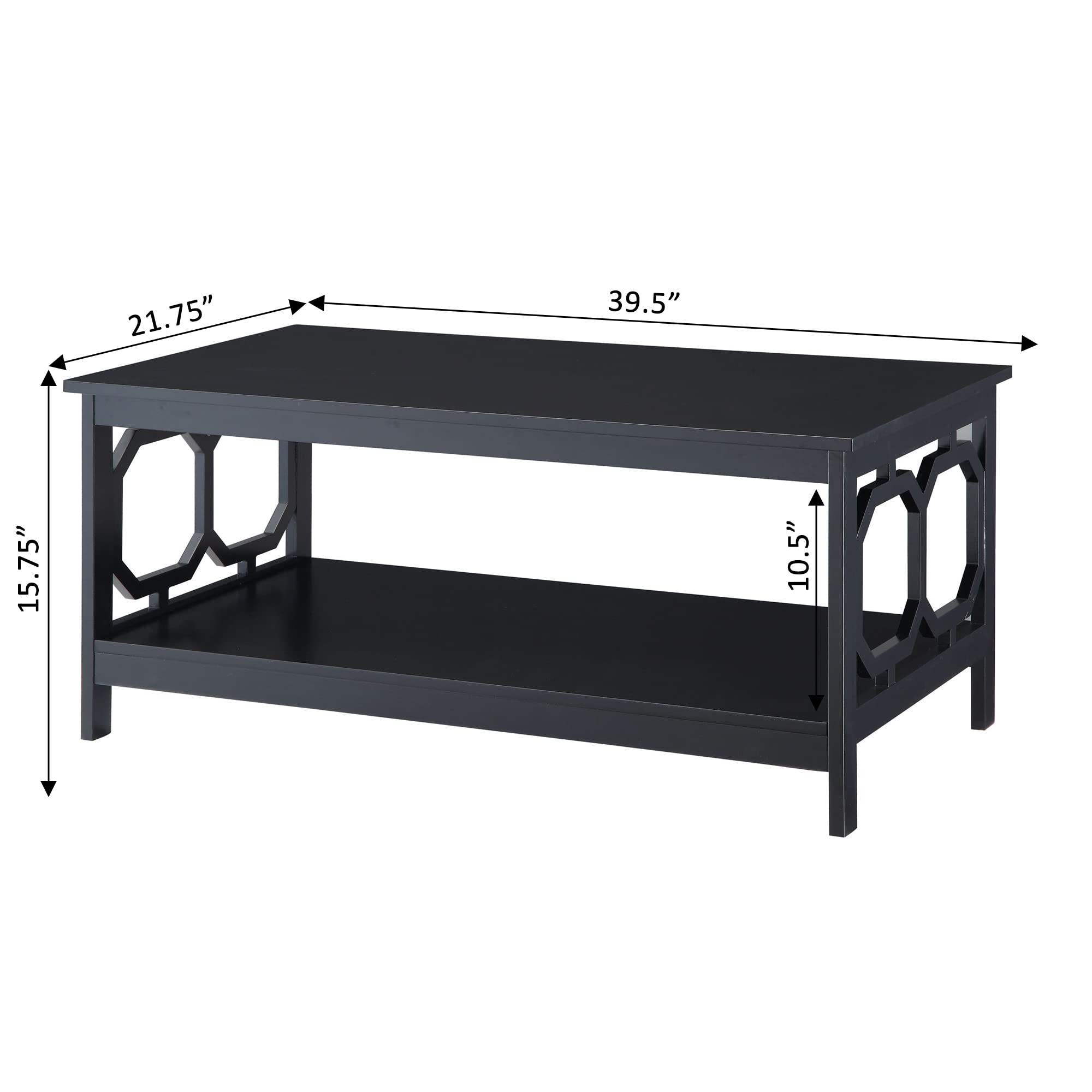 Convenience Concepts Omega Coffee Table - Modern Black End Table for Living Room, Perfect for Home Decor & Entertaining Guests